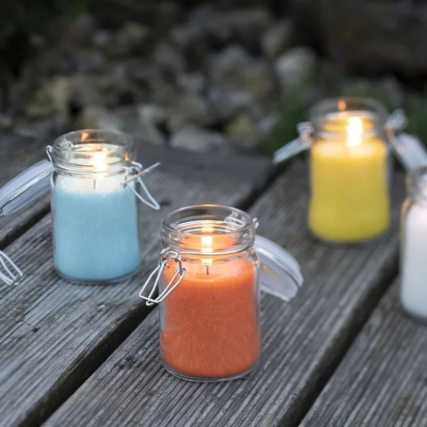 Pure olive wax candles handmade in Germany with crystalline surface