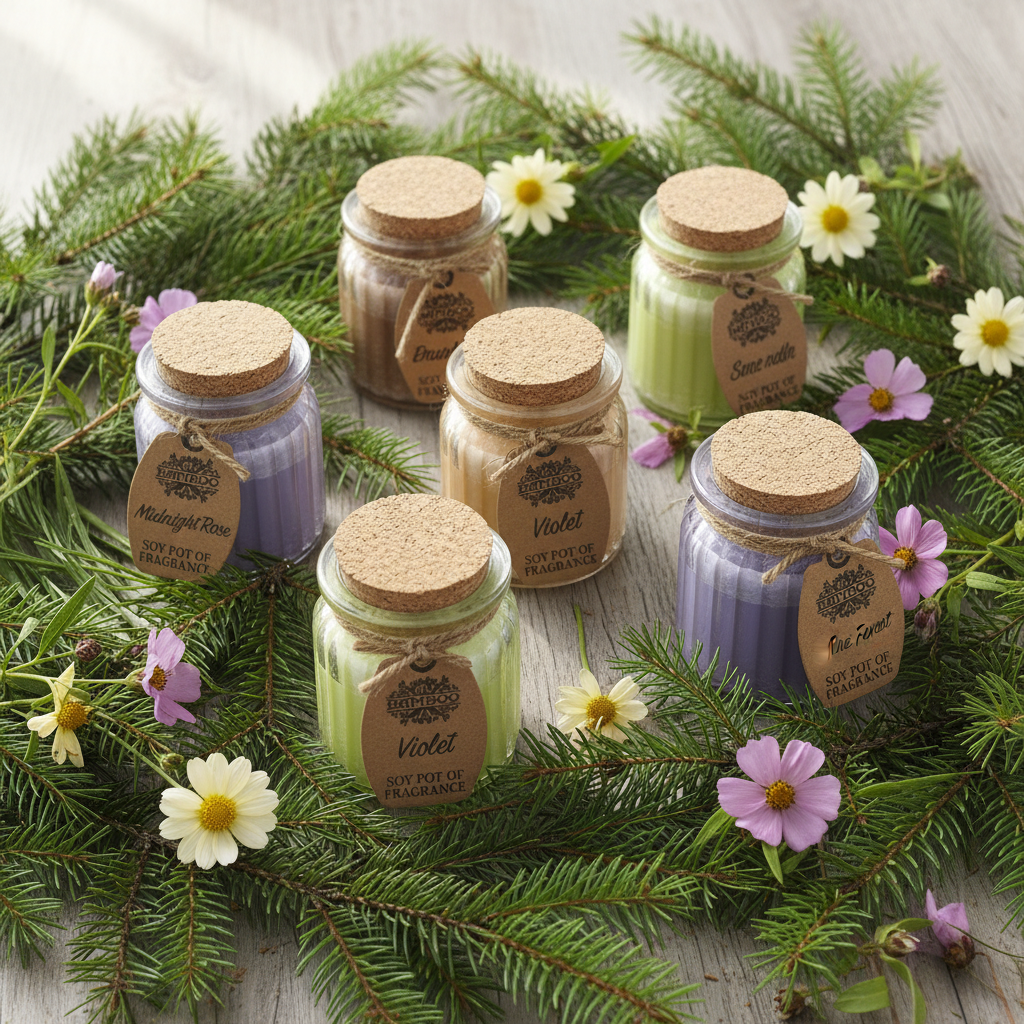 Soy wax candle pots in reusable glass jars with cork lids
