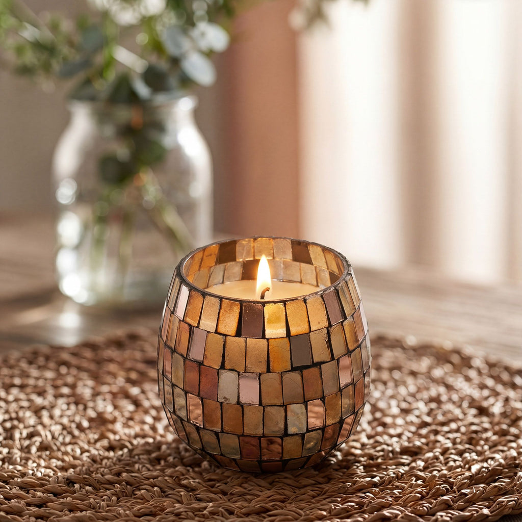 Small Glass Jar Candles - Amber Mosaic - product view 2