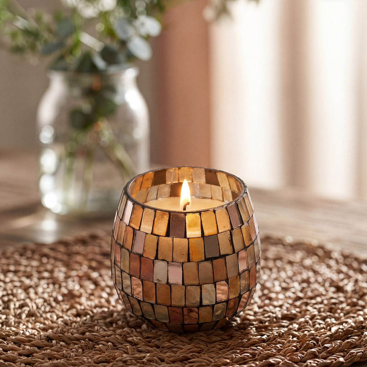Small Glass Jar Candles - Amber Mosaic - product view 2