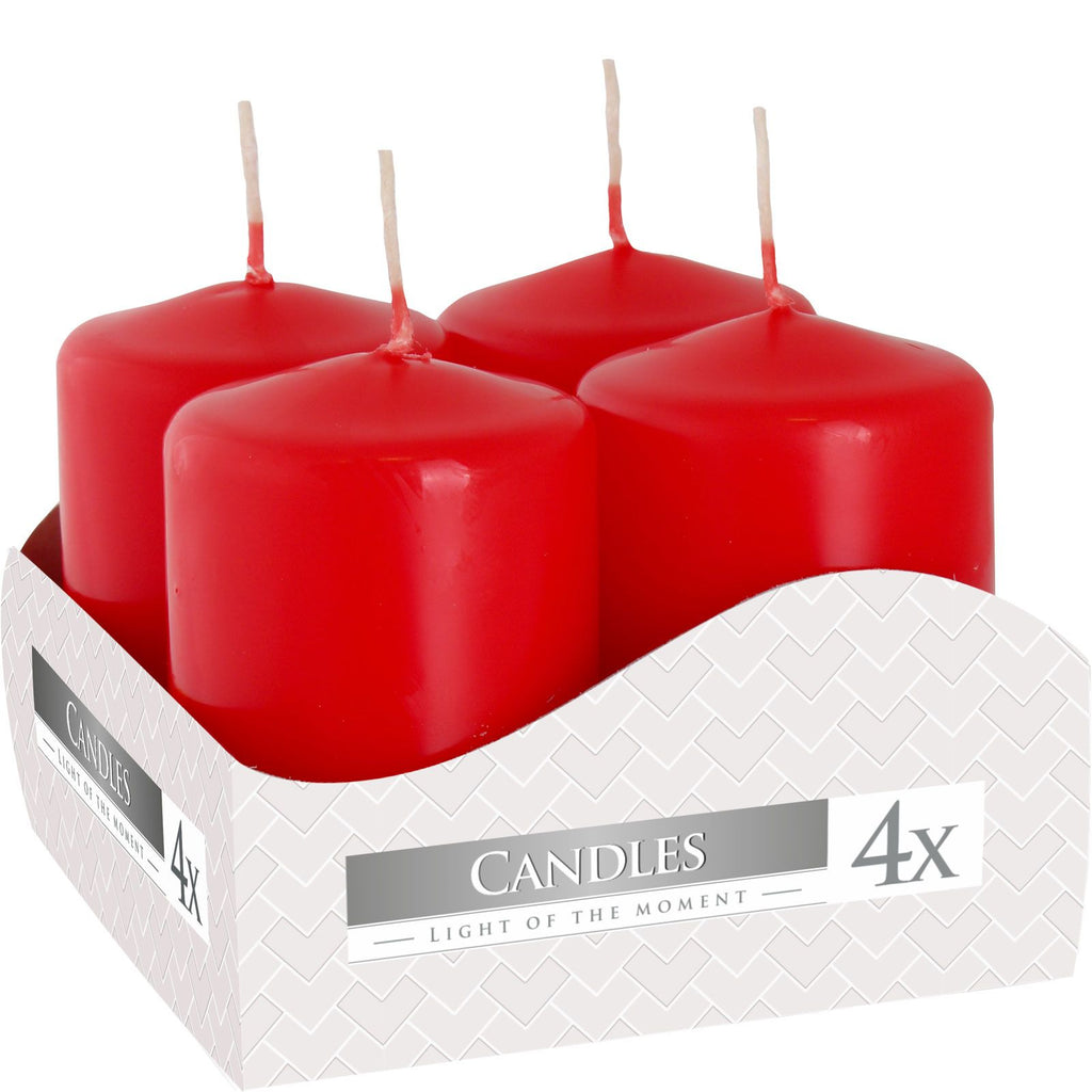 Set of 4 Pillar Candles 40x60mm - Red - product view 2