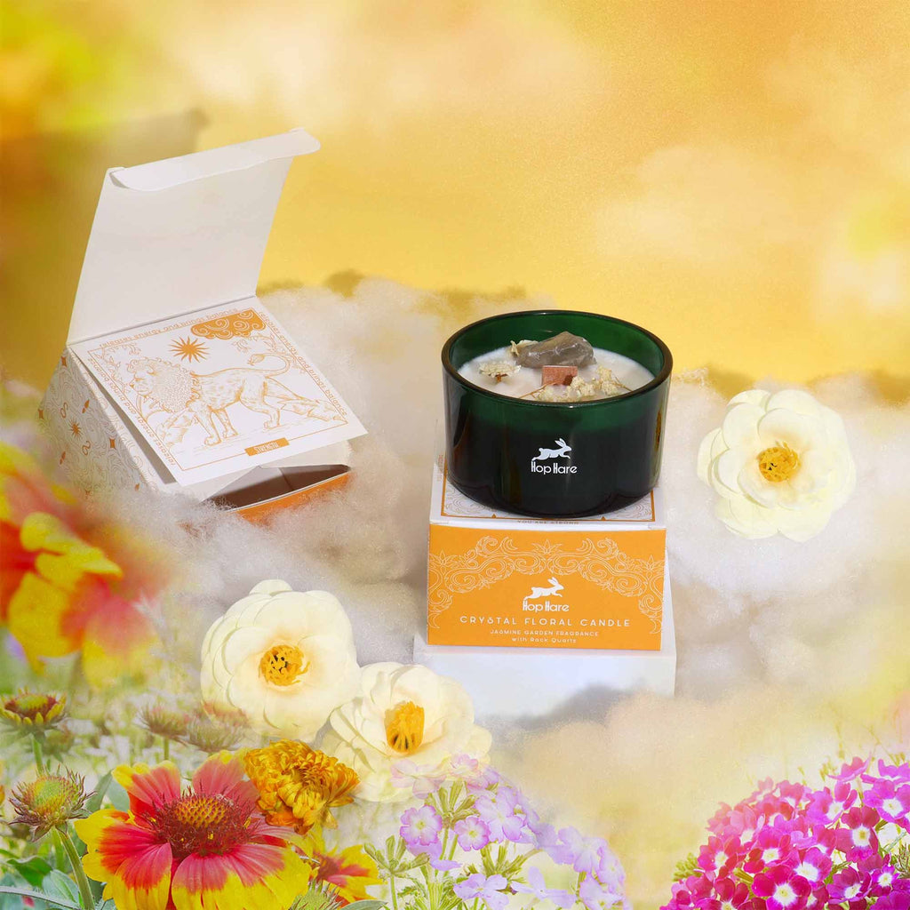 Hop Hare Crystal Magic Flower Candle - The Lion - product view 2