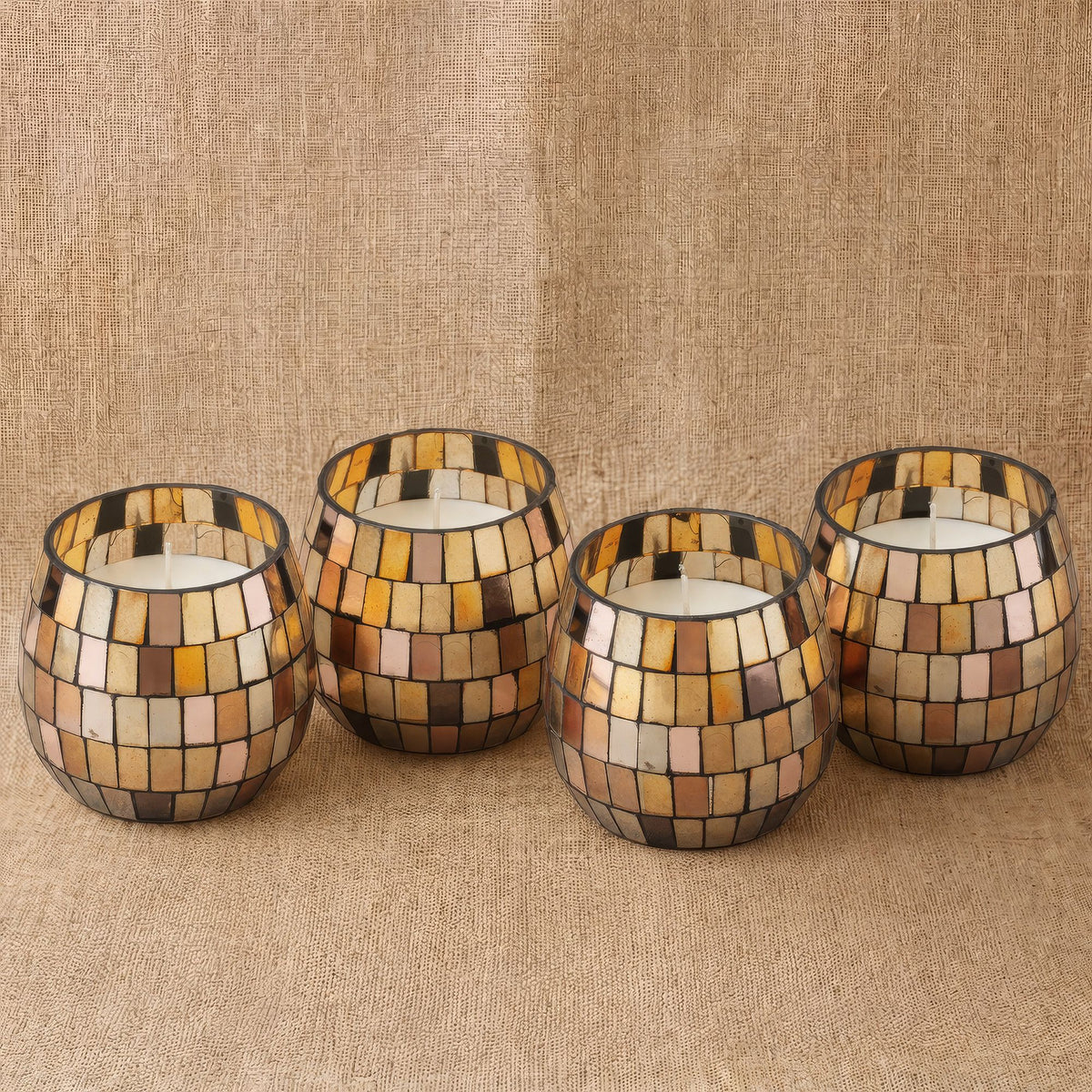 Small Glass Jar Candles - Amber Mosaic - product view 3