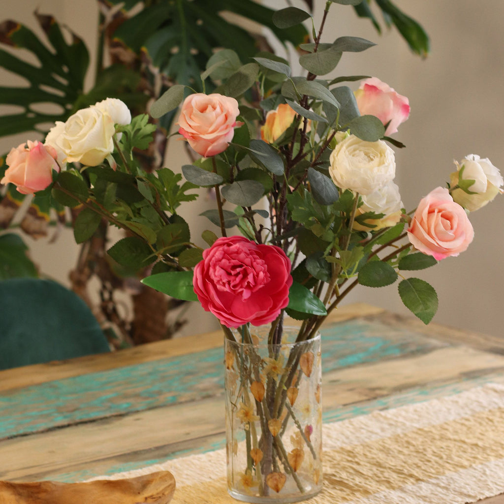 Natural Floral Glass - Tall Vase Candle Holder - Rose - product view 8