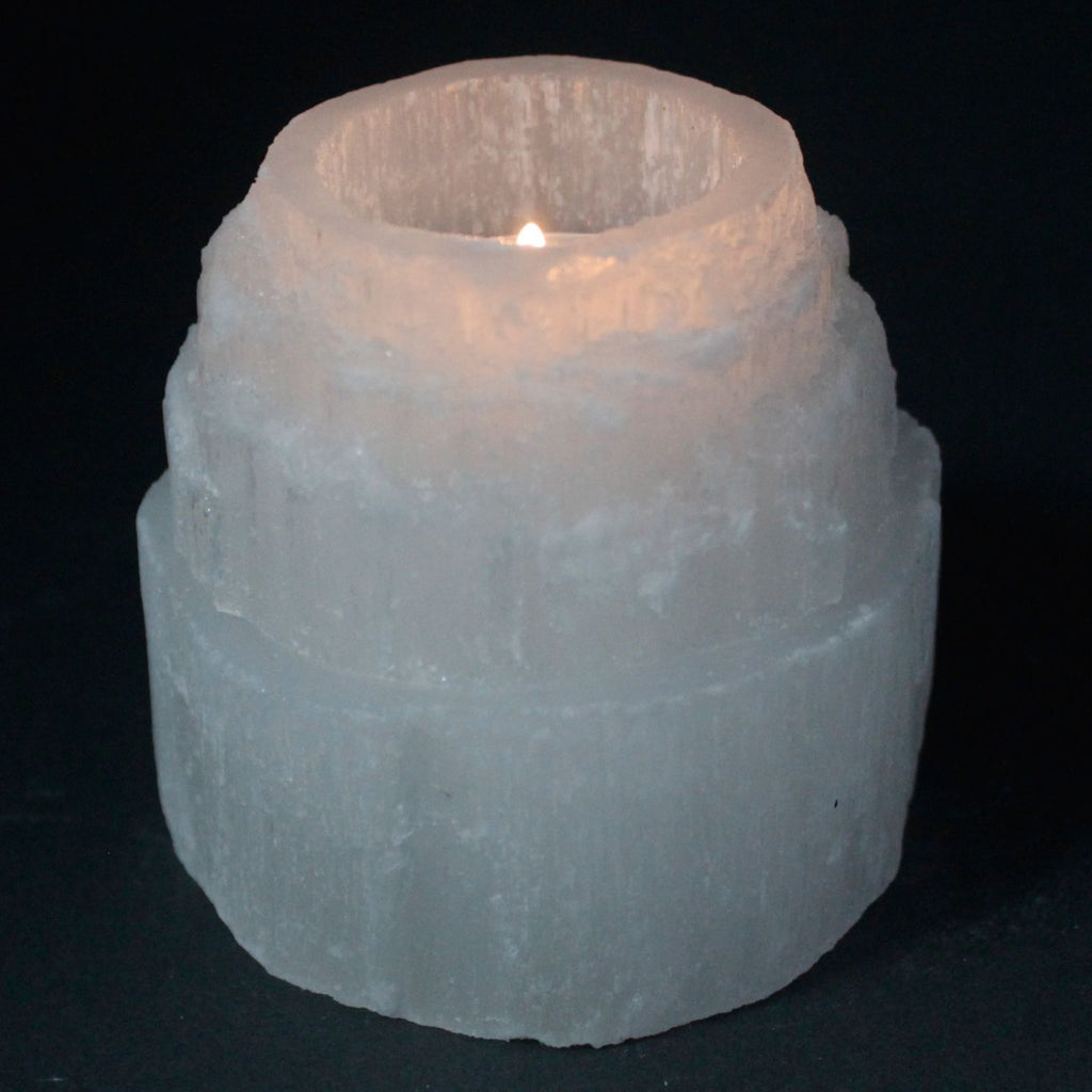 Selenite Mountain Top Candle Holder - 8 cm - product view 2