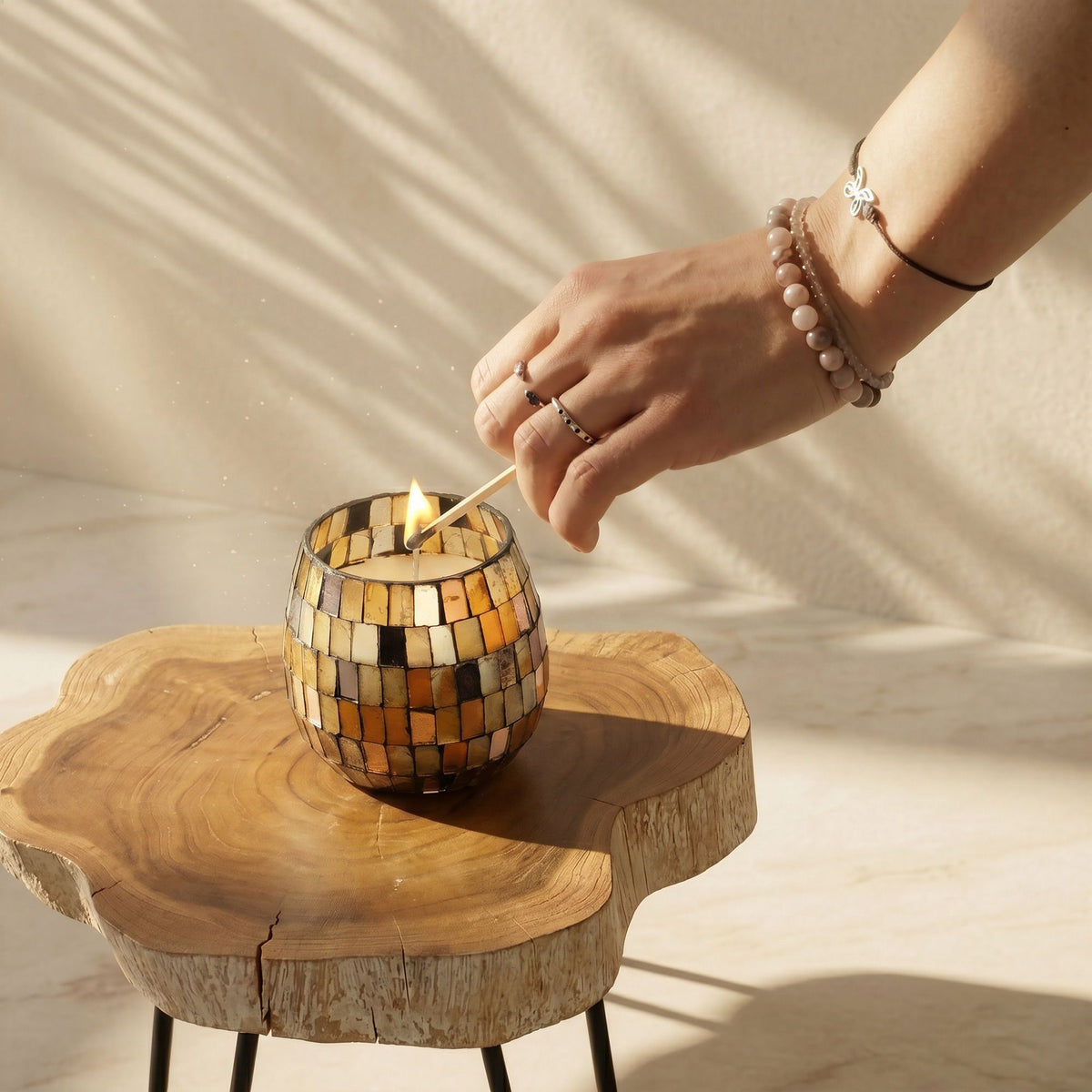 Small Glass Jar Candles - Amber Mosaic - product view 7