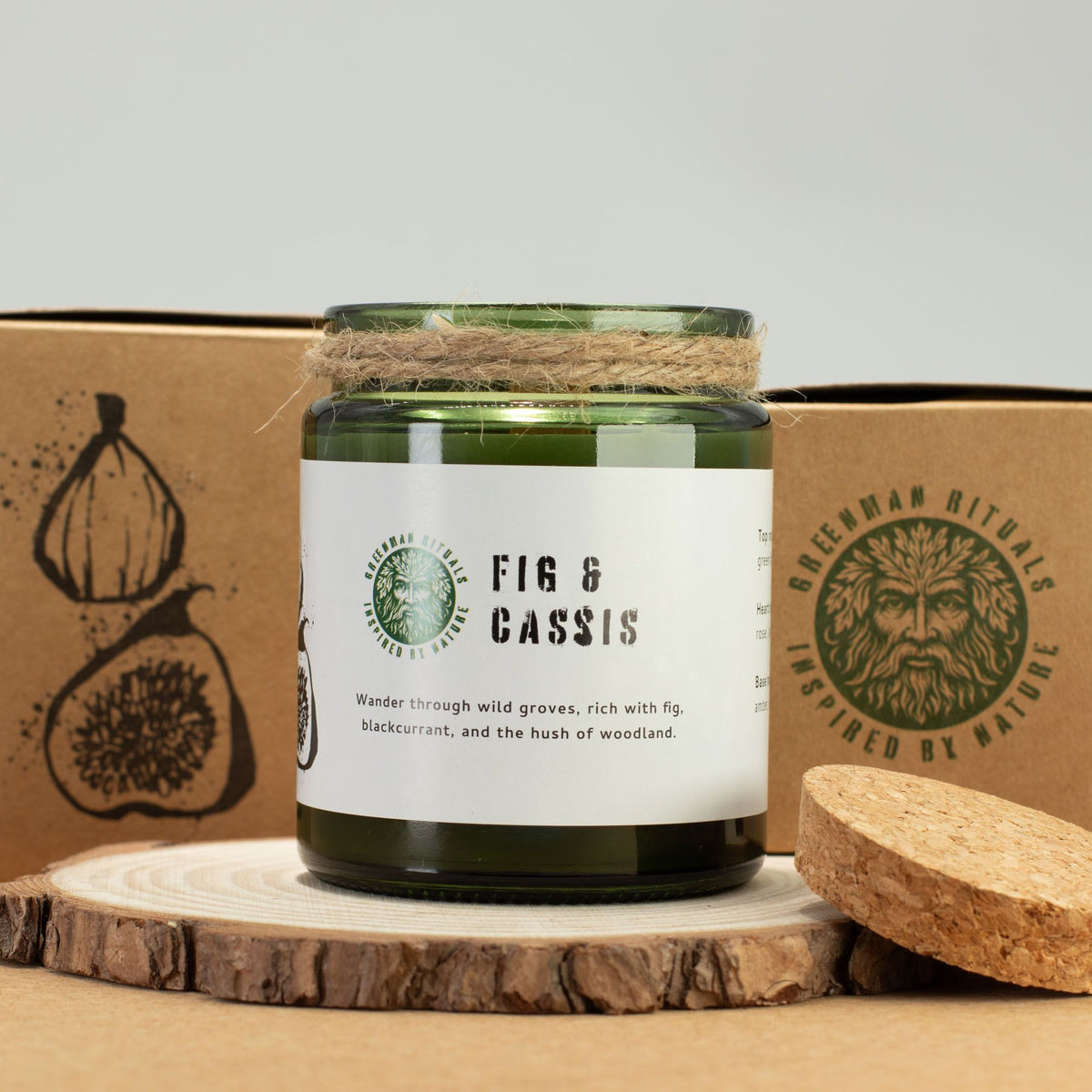 Greenman Woodwick Soy Candle - Fig & Cassis - product view 4