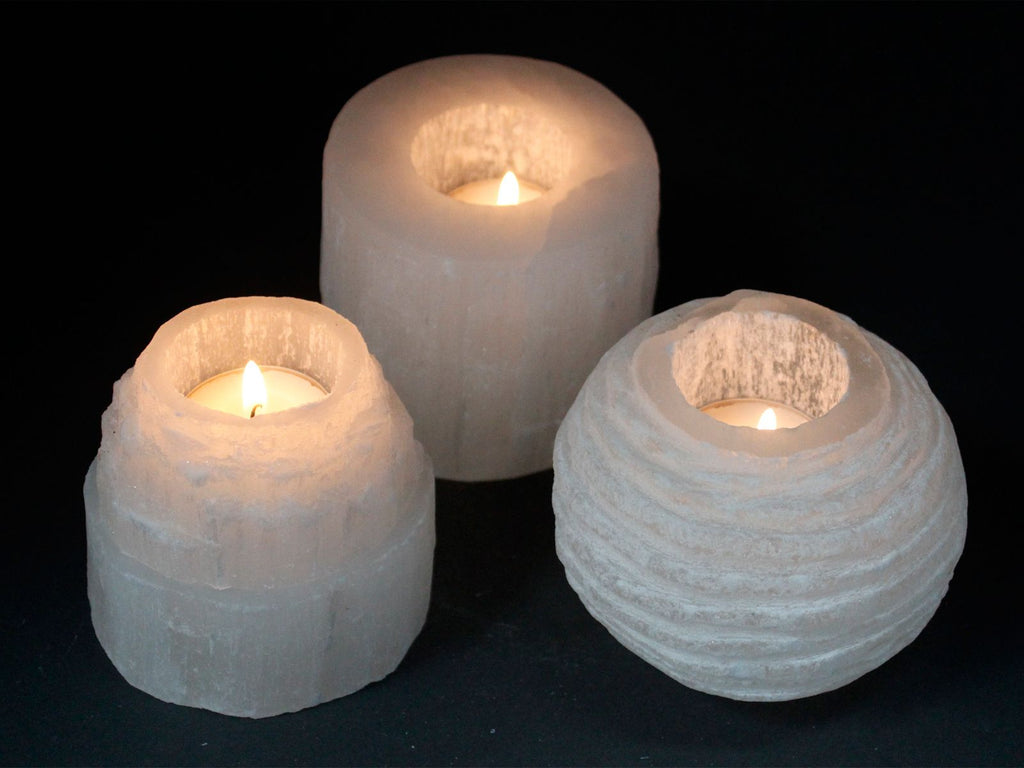 Selenite Snowball Candle Holder - 8 cm - product view 2