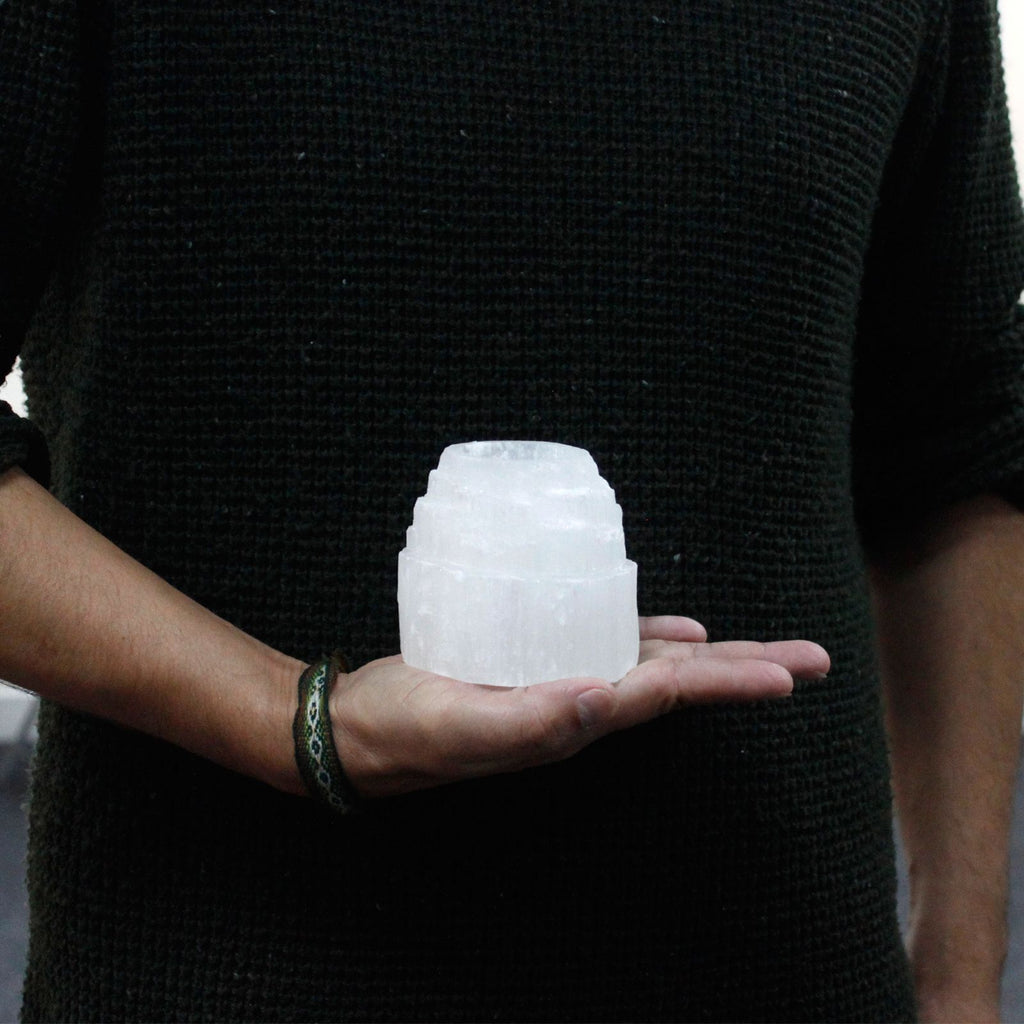 Selenite Mountain Top Candle Holder - 8 cm - product view 3