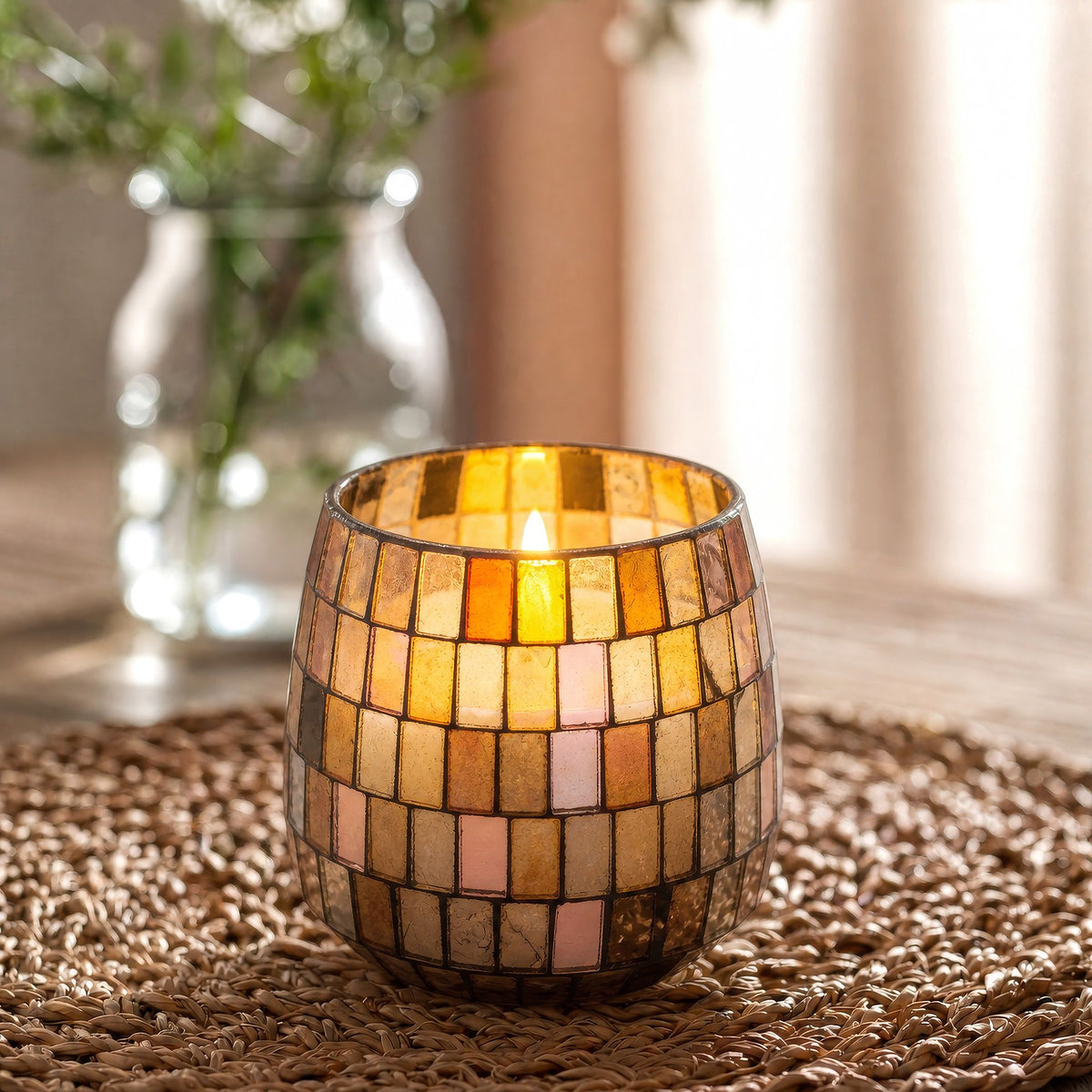 Medium Glass Jar Candles - Amber Mosaic - product view 5