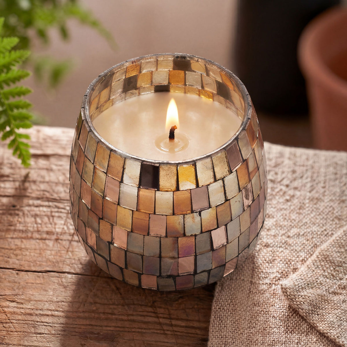 Medium Glass Jar Candles - Amber Mosaic - product view 2