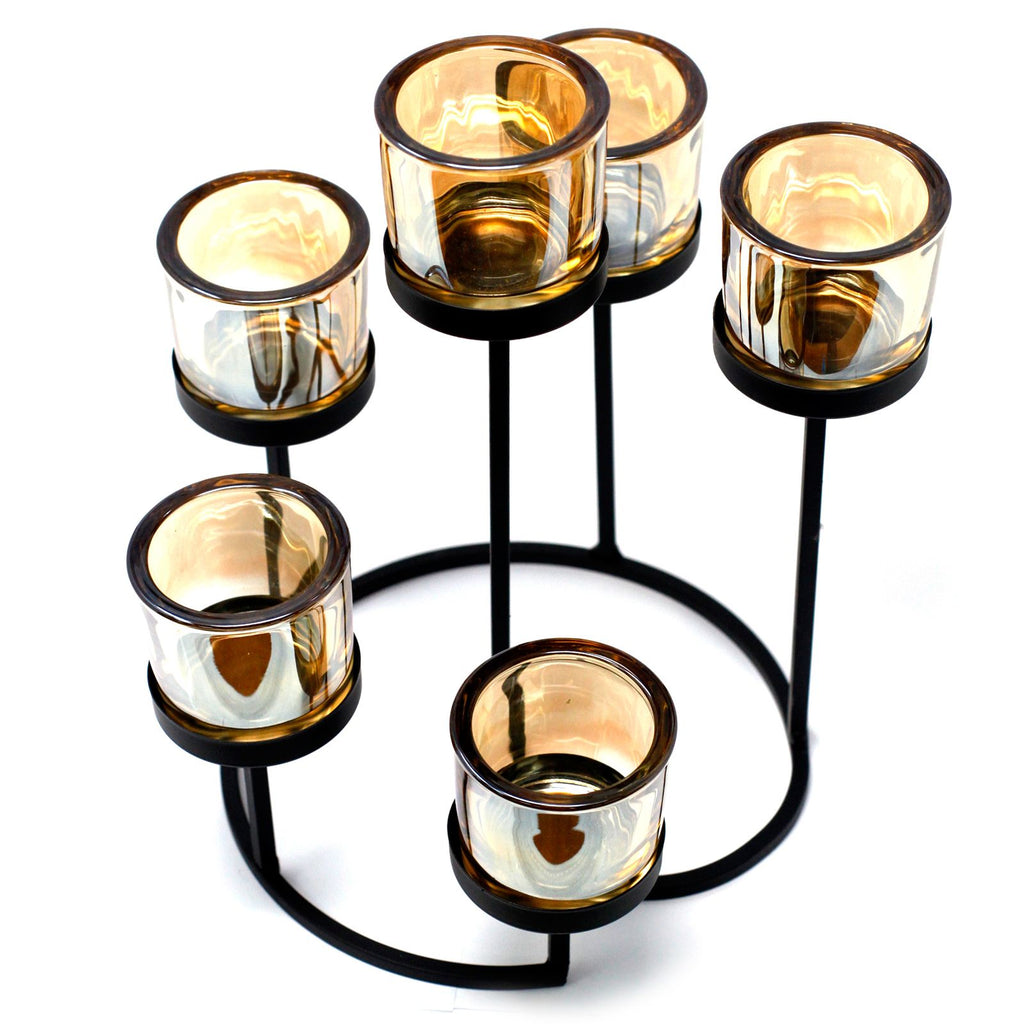 Centrepiece Iron Votive Candle Holder - 6 Cup Circle Tree - product view 2