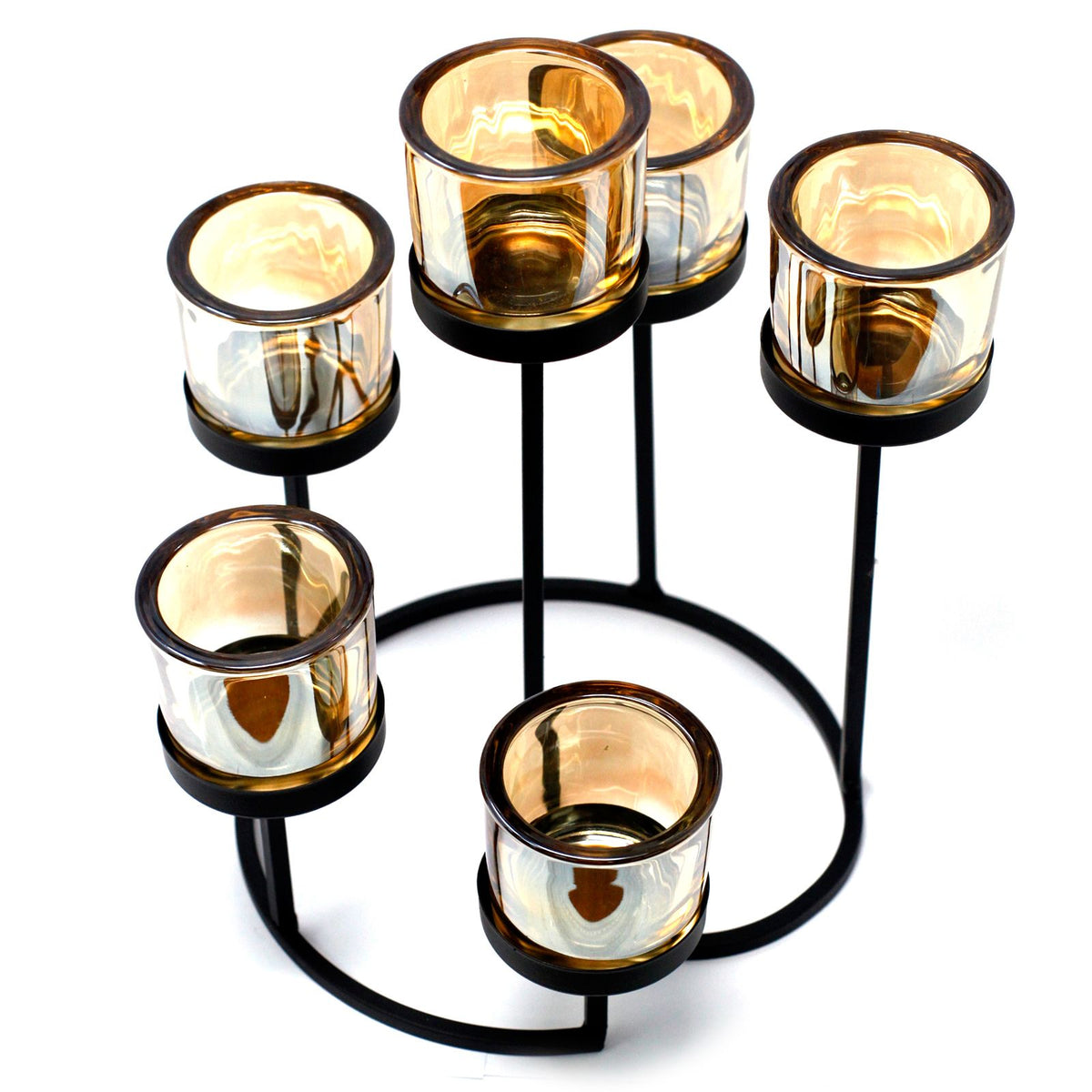 Centrepiece Iron Votive Candle Holder - 6 Cup Circle Tree - product view 2