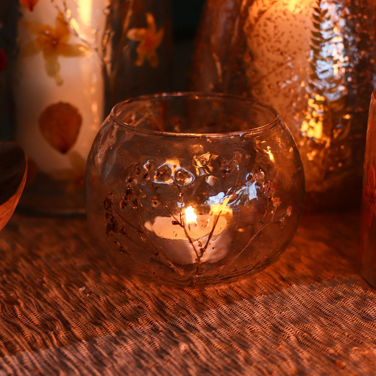 Natural Floral Glass - Bowl Candle Holder - Margarita - product view 11
