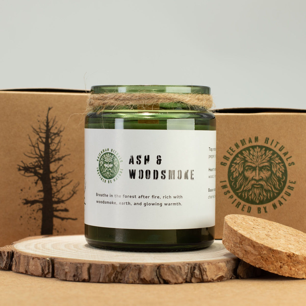 Greenman Woodwick Soy Candle - Ash & Woodsmoke - product view 5