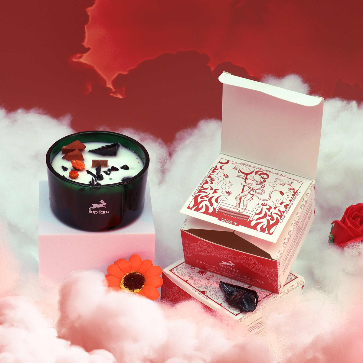 Hop Hare Crystal Magic Flower Candle - The Devil - product view 3
