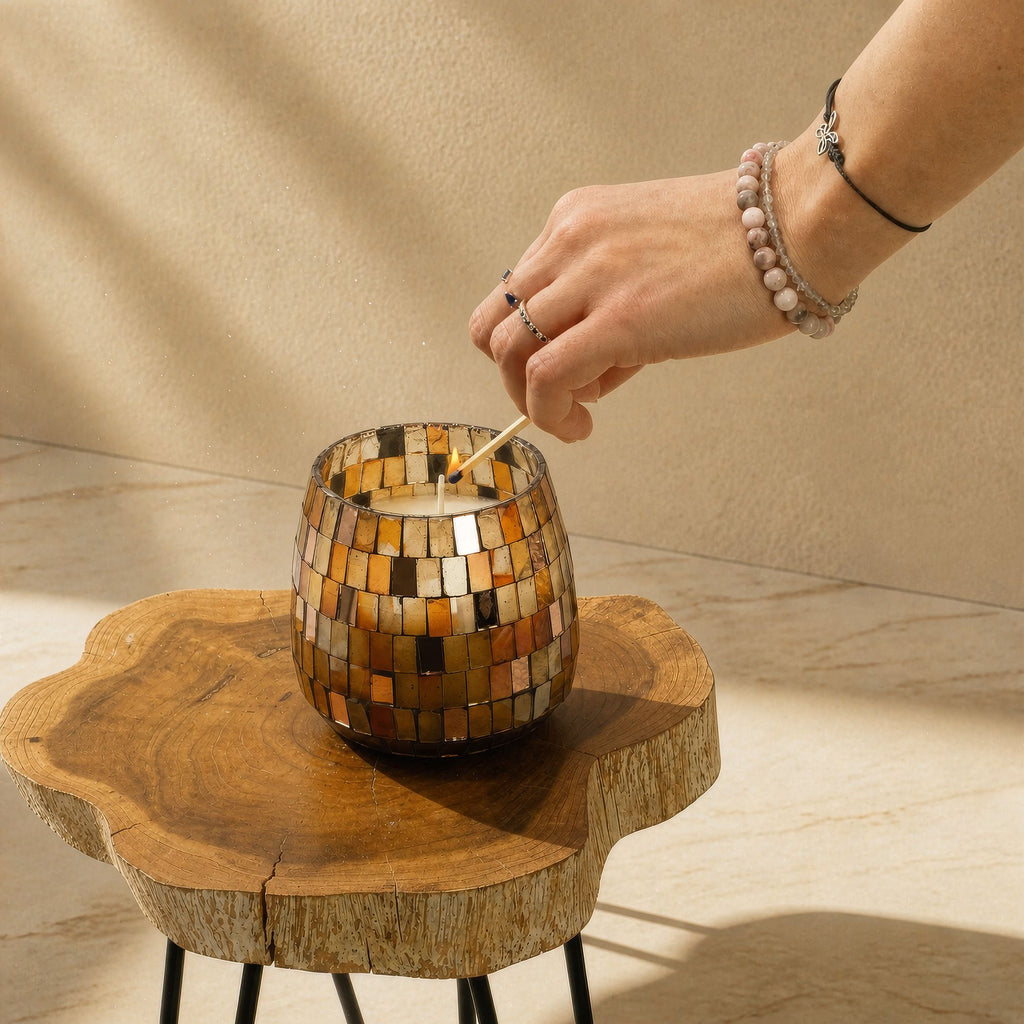 Medium Glass Jar Candles - Amber Mosaic - product view 3