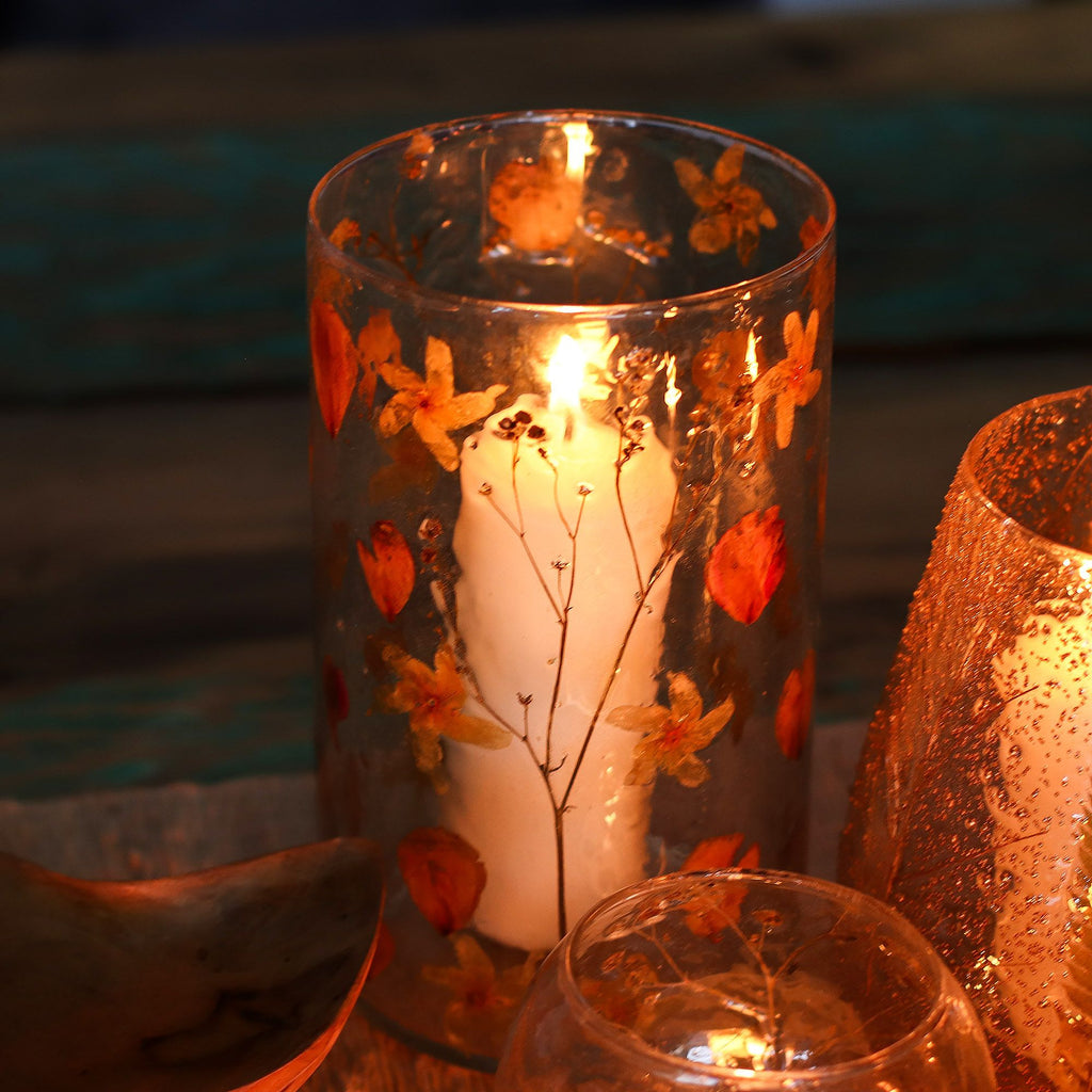 Natural Floral Glass - Tall Vase Candle Holder - Rose - product view 10