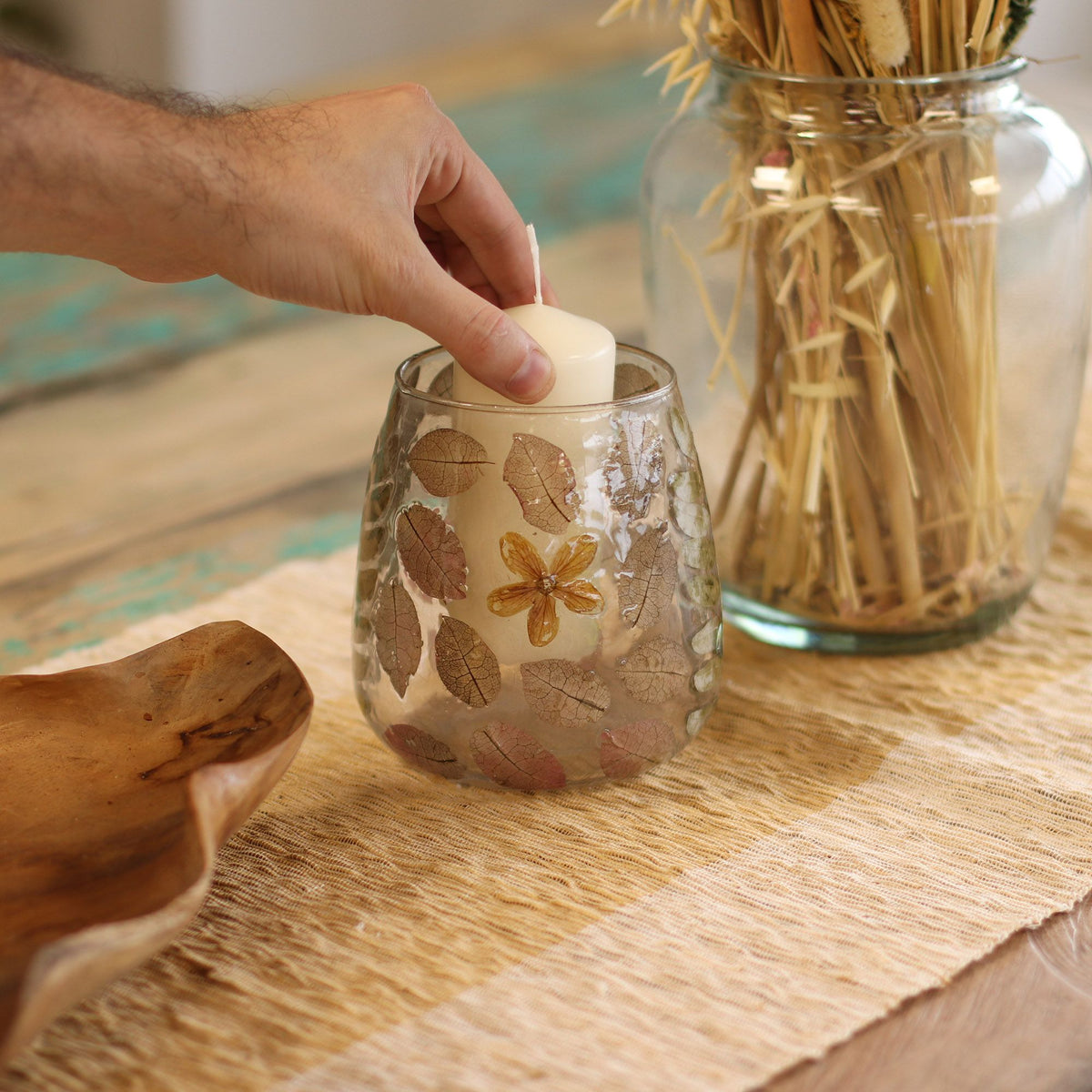 Natural Floral Glass - Vase Candle Holder - Primavera - product view 7