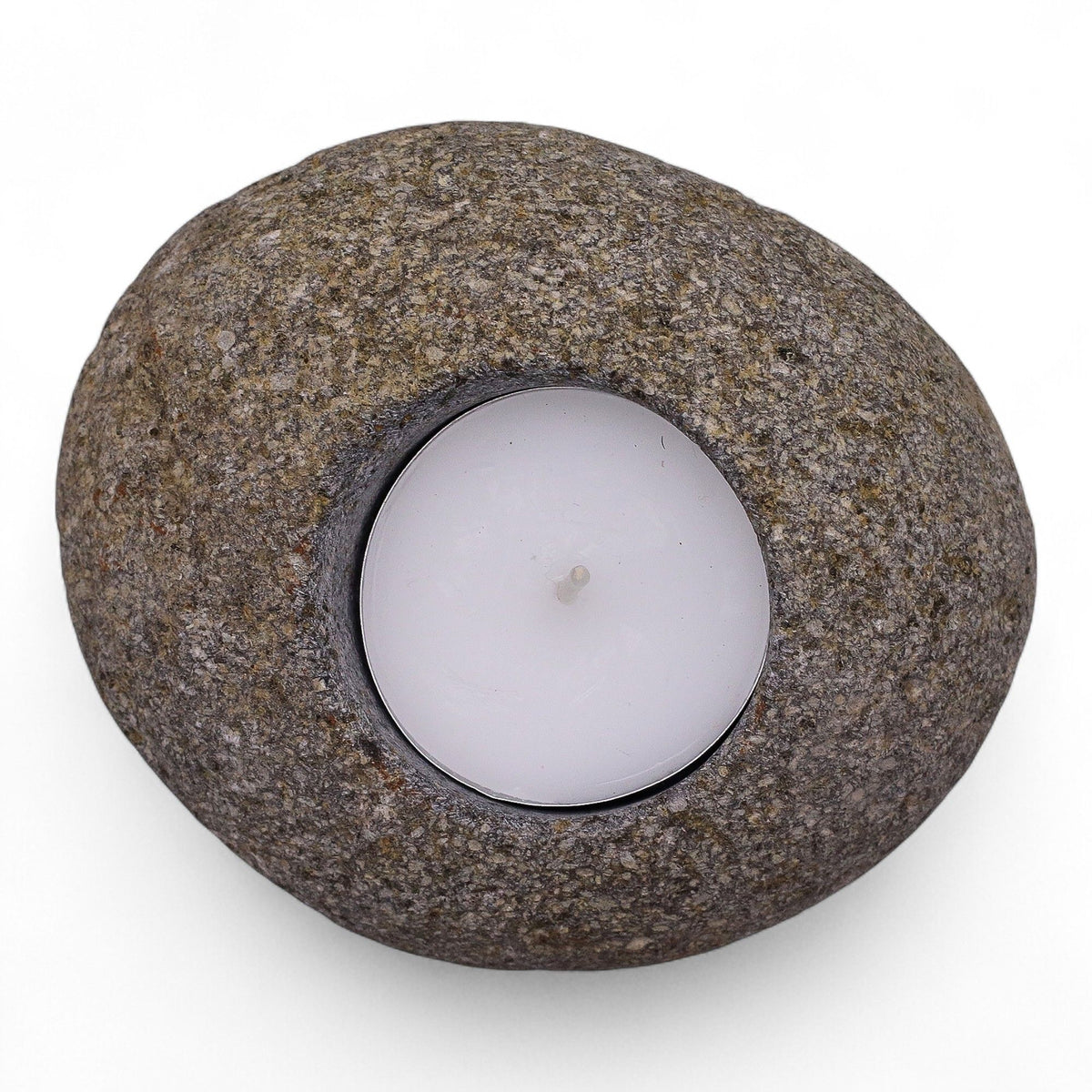 Natural Riverstone Candle Holder - Single Nightlight - product view 2