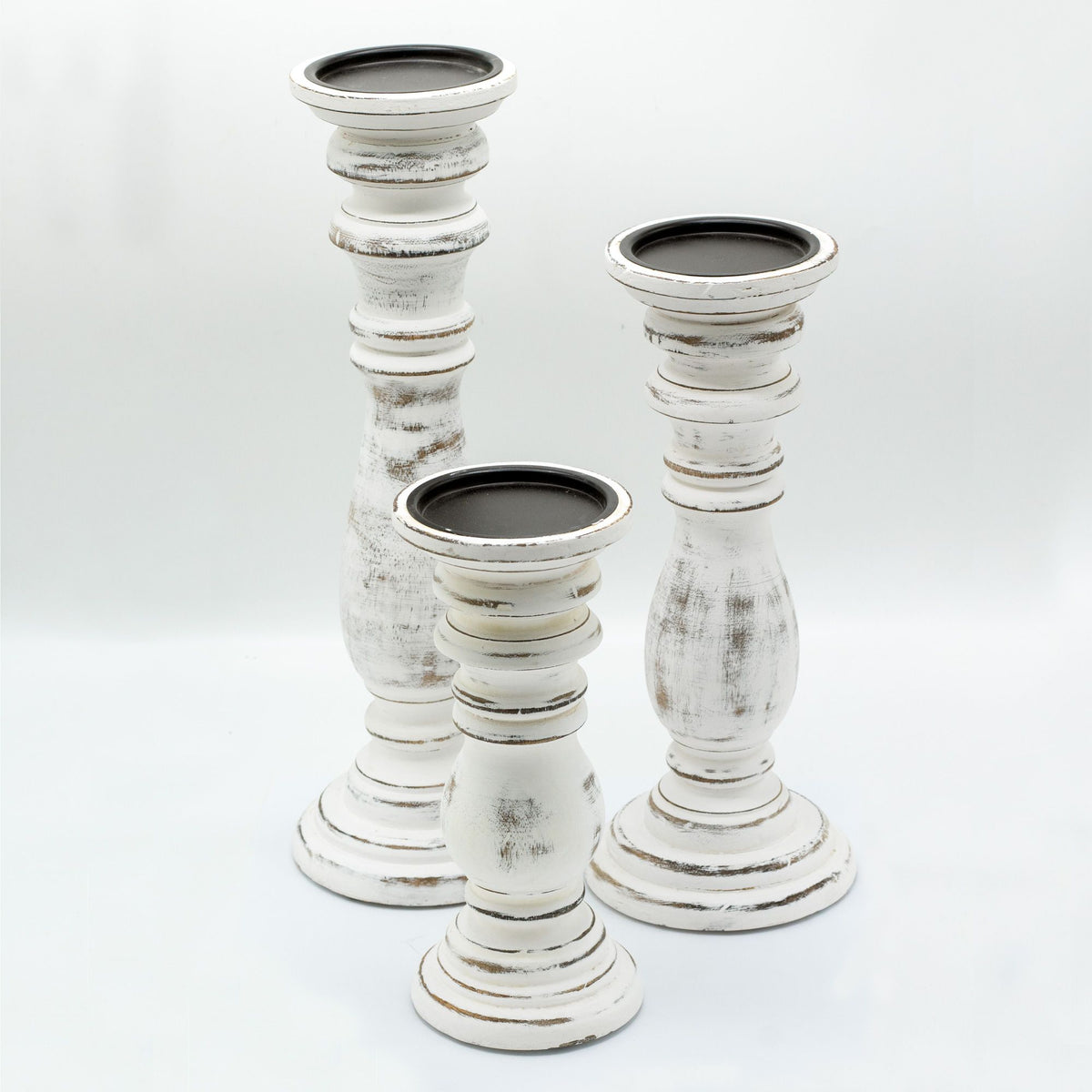 Classic Candle Stand - Whitewash - Large - product view 3