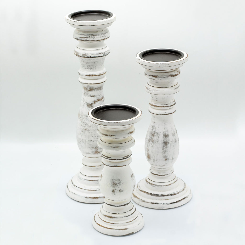 Classic Candle Stand - Whitewash - Small - product view 4