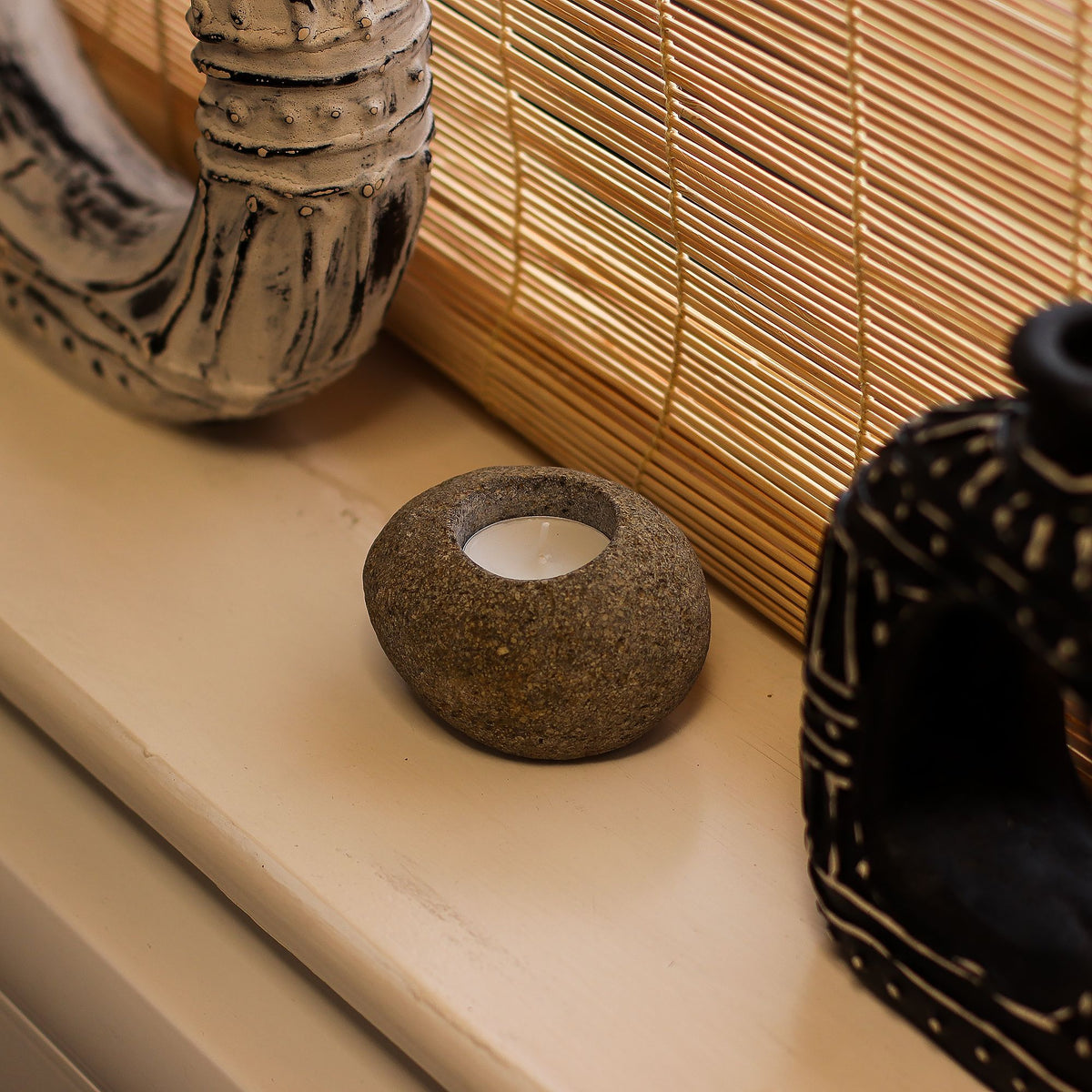 Natural Riverstone Candle Holder - Single Nightlight - product view 8