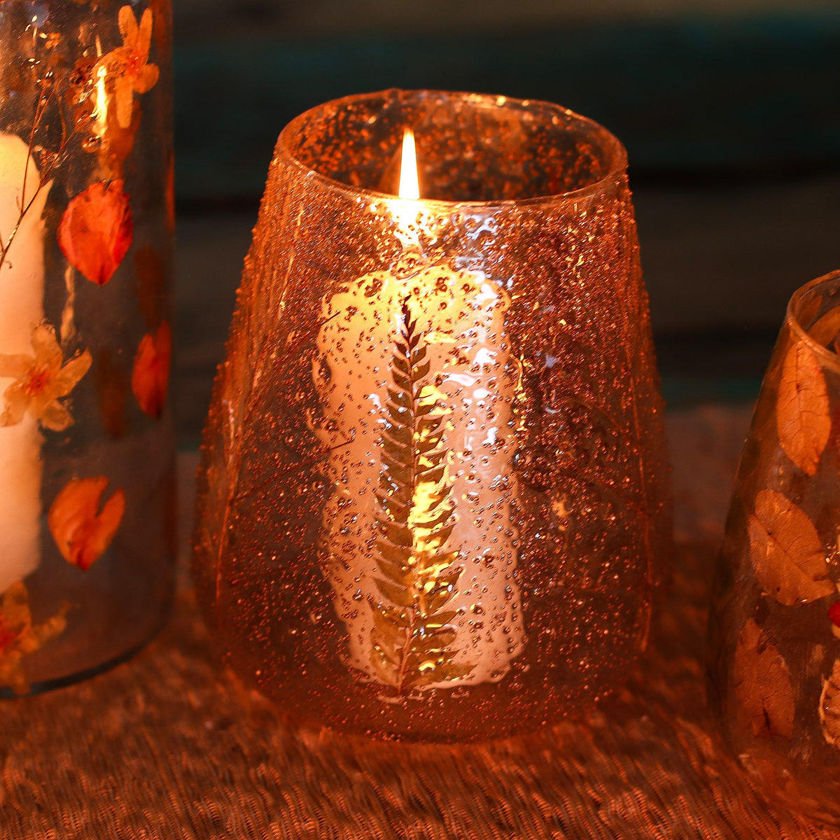 Natural Floral Glass - Large Bowl Candle Holder - Pino