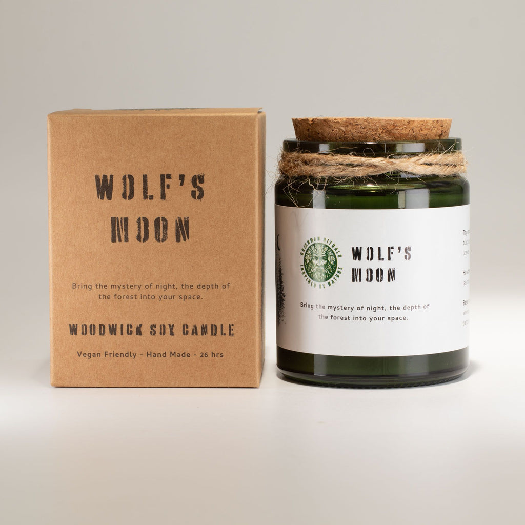 Greenman Woodwick Soy Candle - Wolf's Moon - product view 2