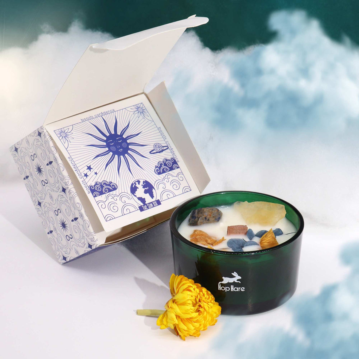 Hop Hare Crystal Magic Flower Candle - The Sun - product view 2