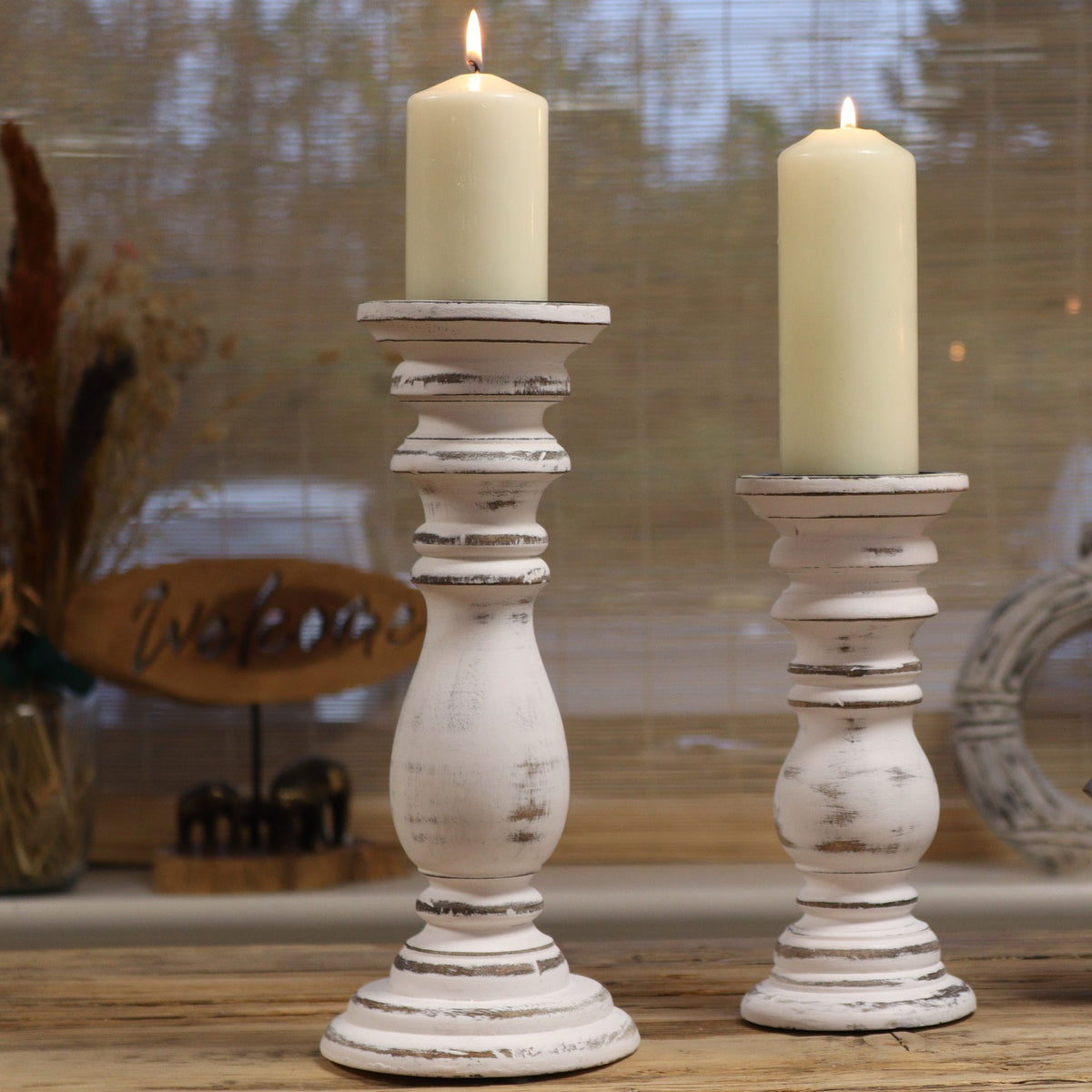 Classic Candle Stand - Whitewash - Small - product view 2