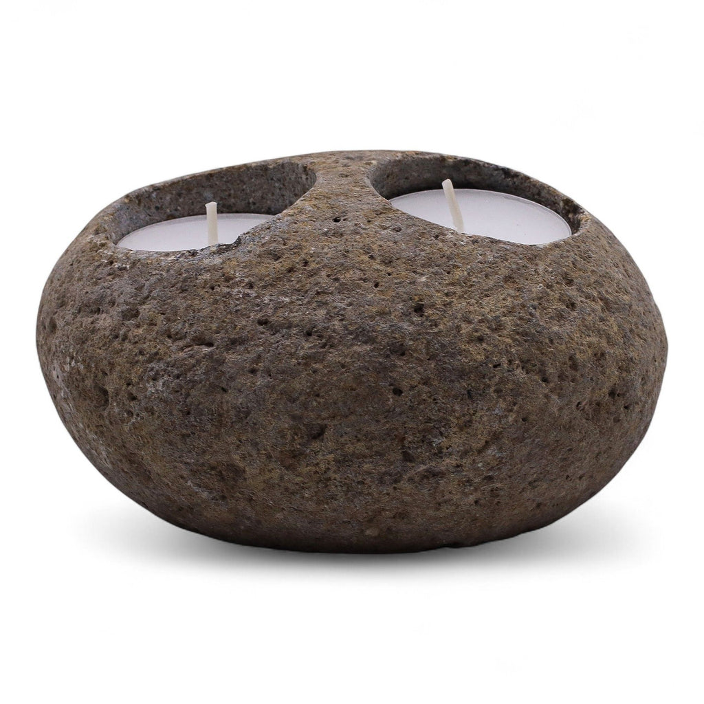 Natural Riverstone Candle Holder - Double Nightlight - product view 8