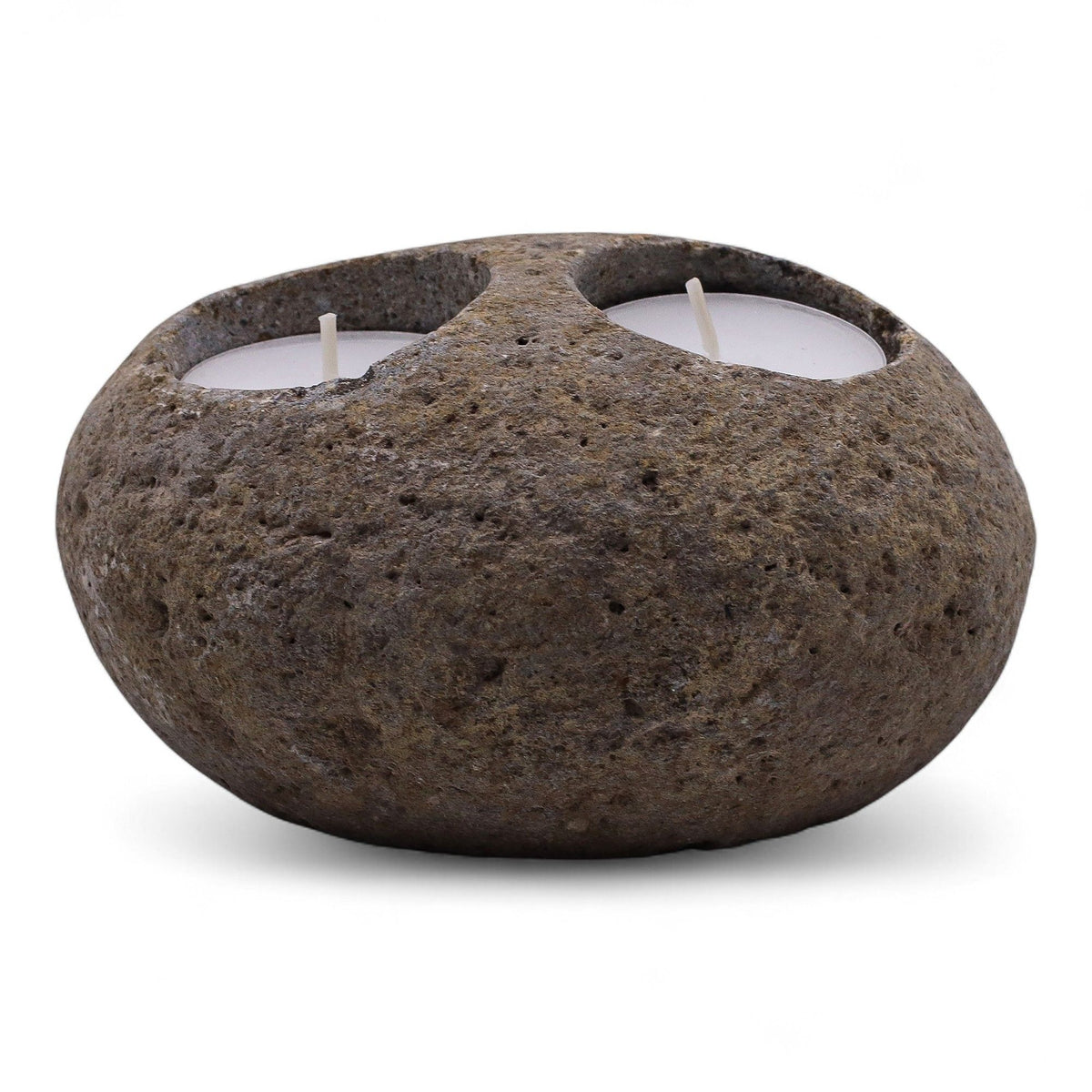 Natural Riverstone Candle Holder - Double Nightlight - product view 8