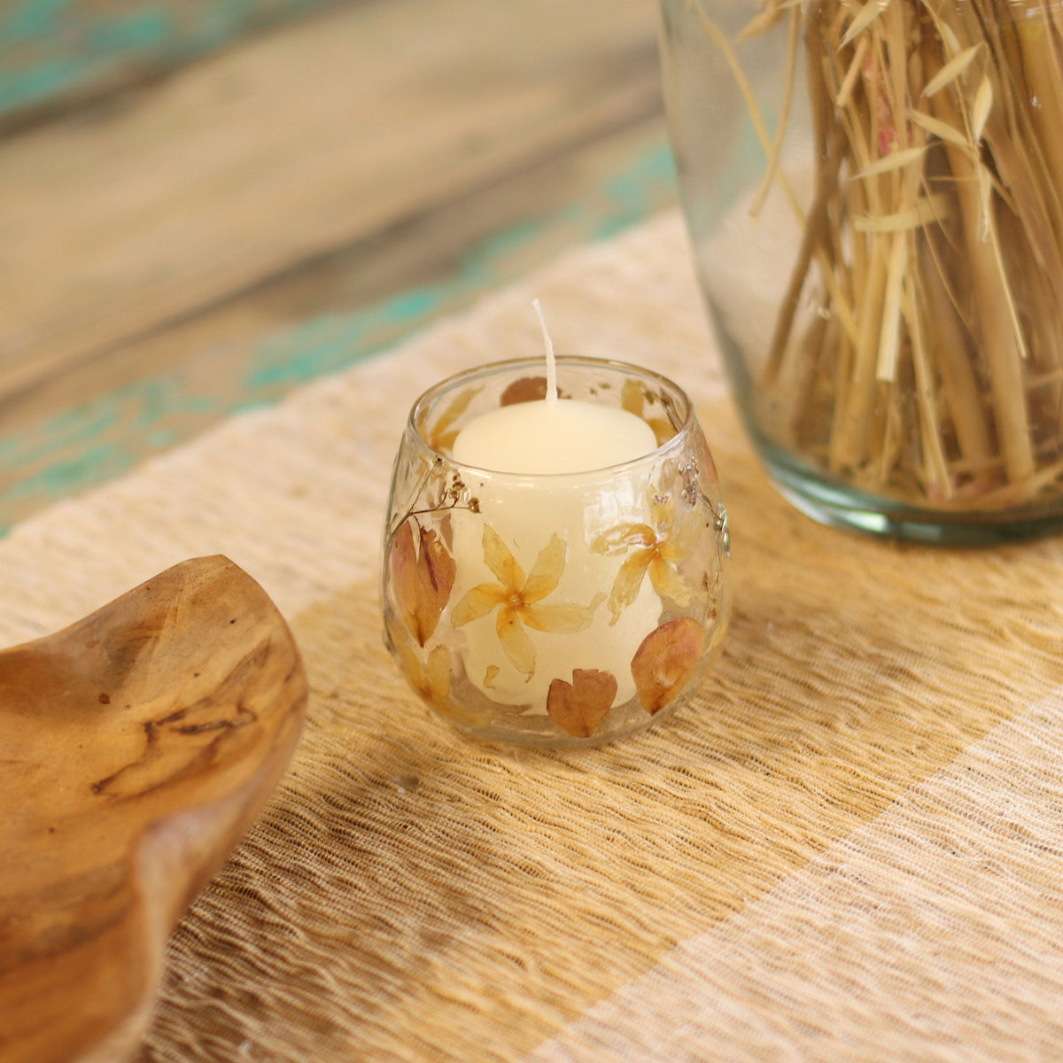 Natural Floral Glass - Straight Candle Holder - Rosa - product view 8
