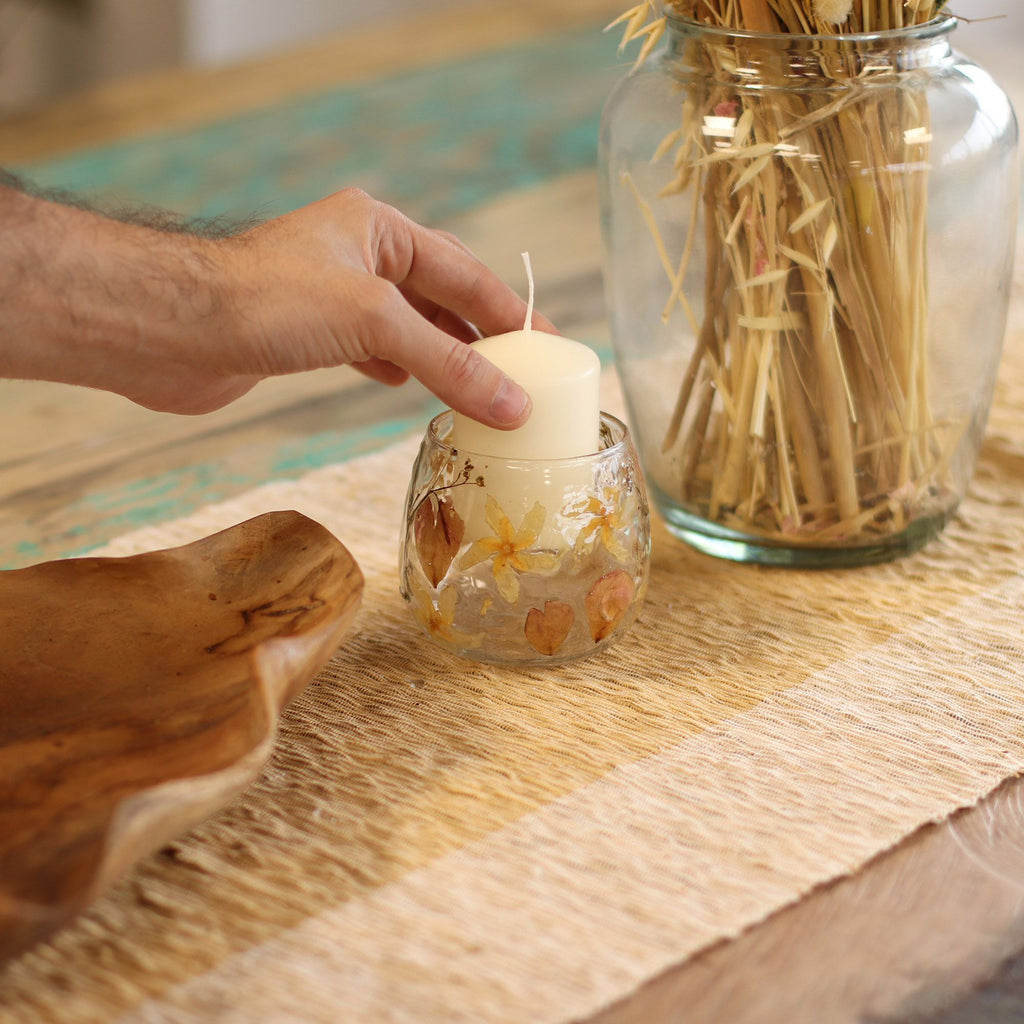 Natural Floral Glass - Straight Candle Holder - Rosa - product view 9