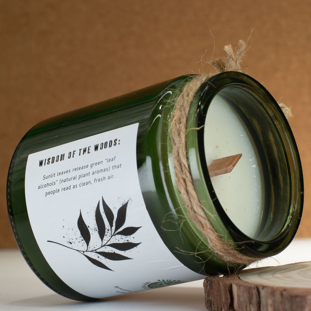 Greenman Woodwick Soy Candle - Leaves & Linen - product view 4