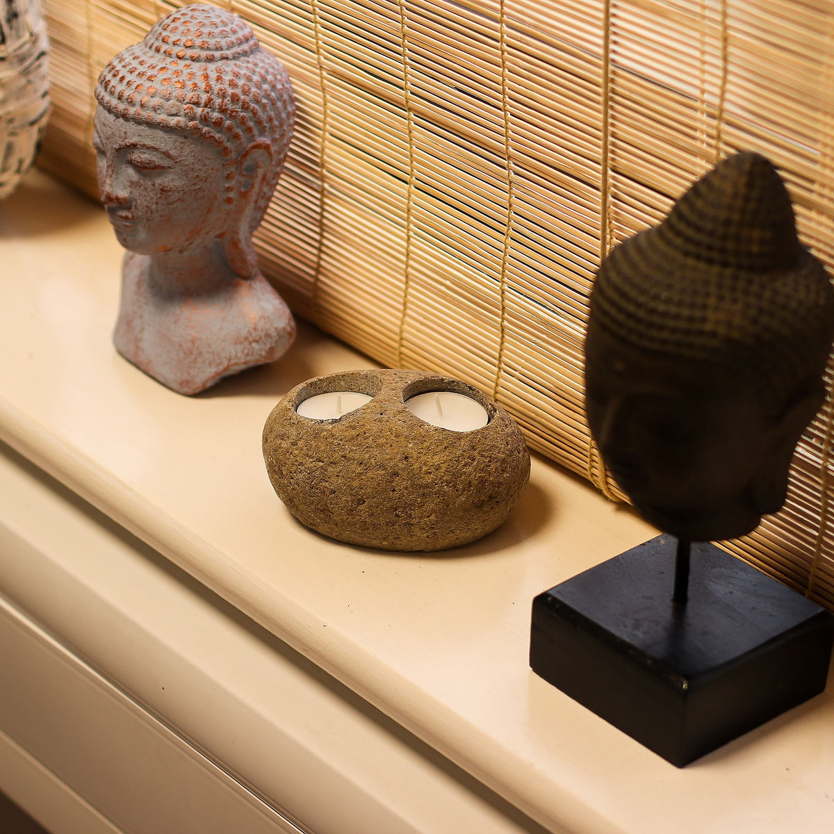 Natural Riverstone Candle Holder - Double Nightlight - product view 6