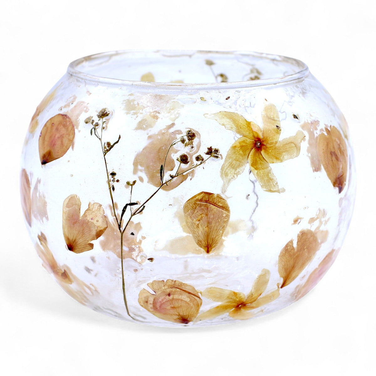 Natural Floral Glass - Large Bowl Candle Holder - Rosa - product view 6