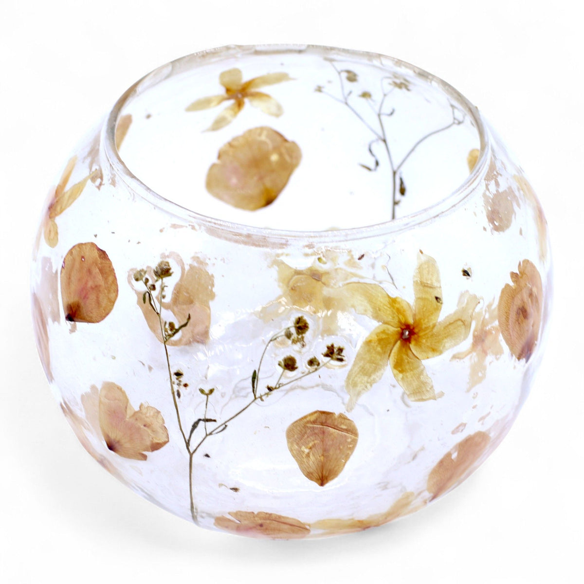 Natural Floral Glass - Large Bowl Candle Holder - Rosa - product view 3