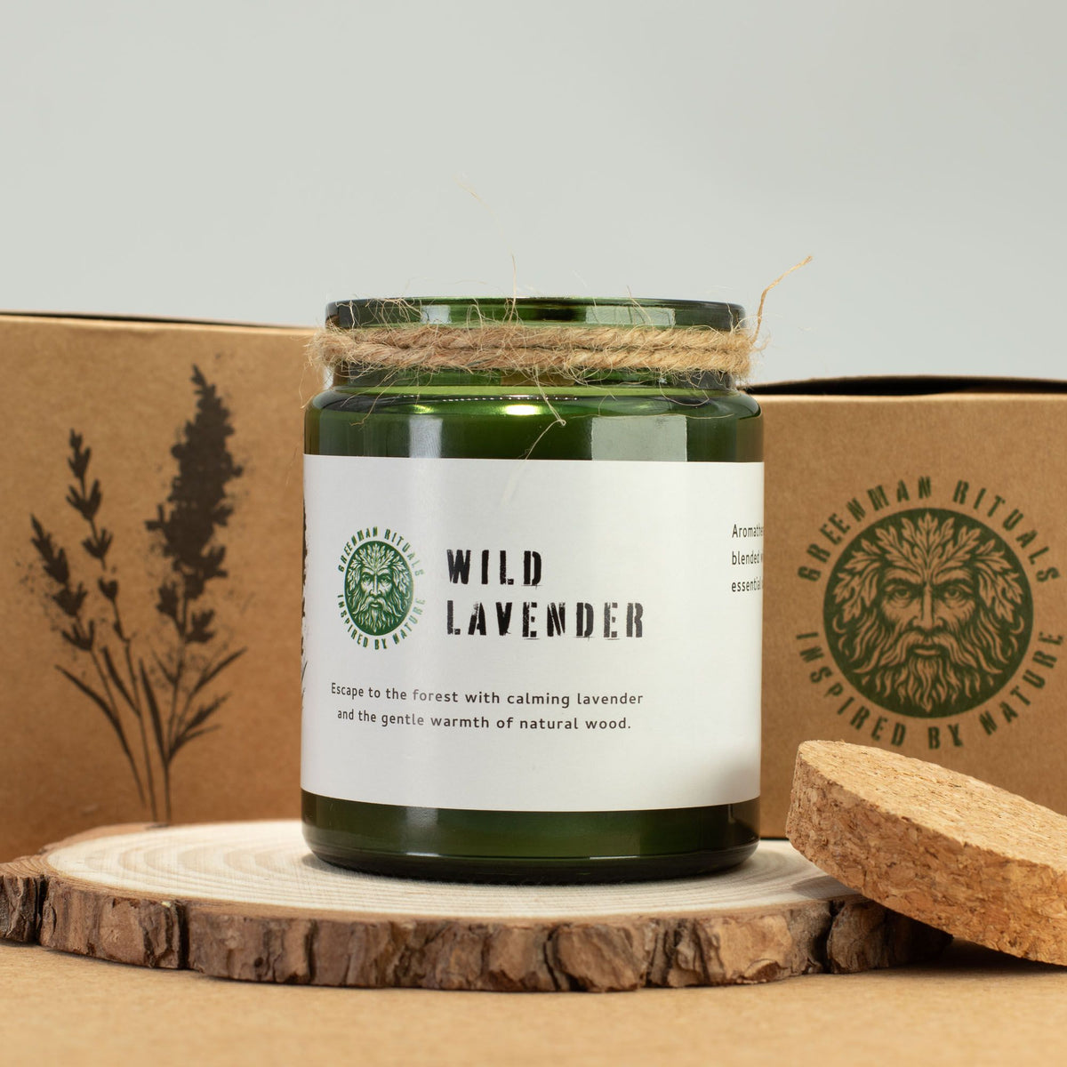 Greenman Woodwick Soy Candle - Wild Lavender - product view 2