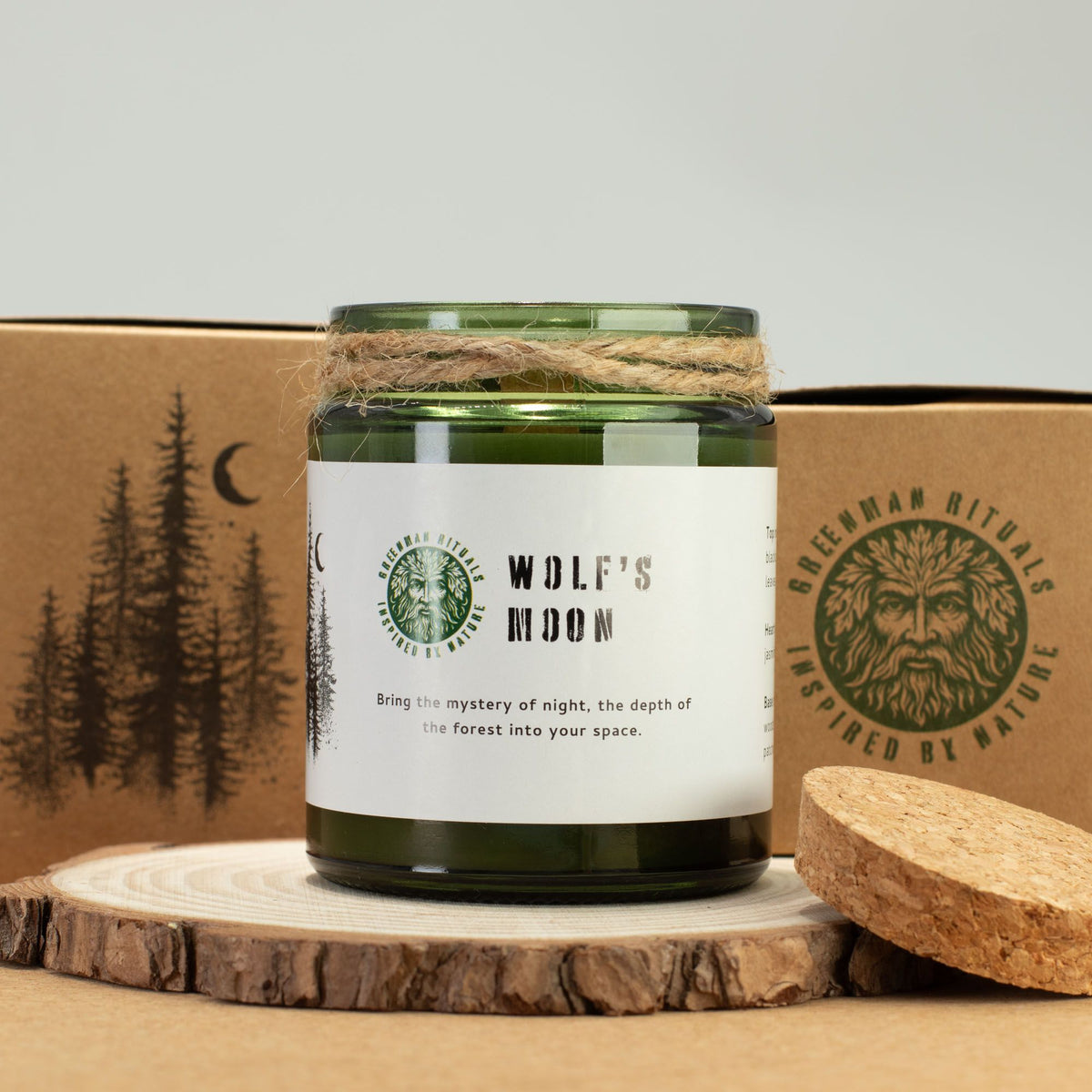 Greenman Woodwick Soy Candle - Wolf's Moon - product view 5
