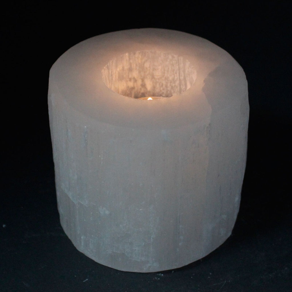 Selenite Cylinder Candle Holder - 8 cm - product view 4