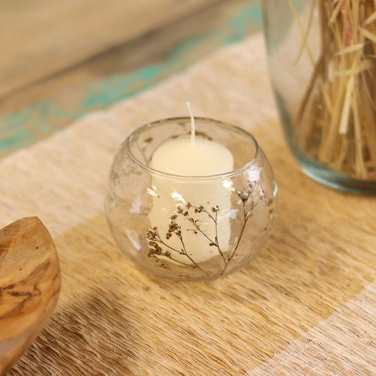 Natural Floral Glass - Bowl Candle Holder - Margarita - product view 6