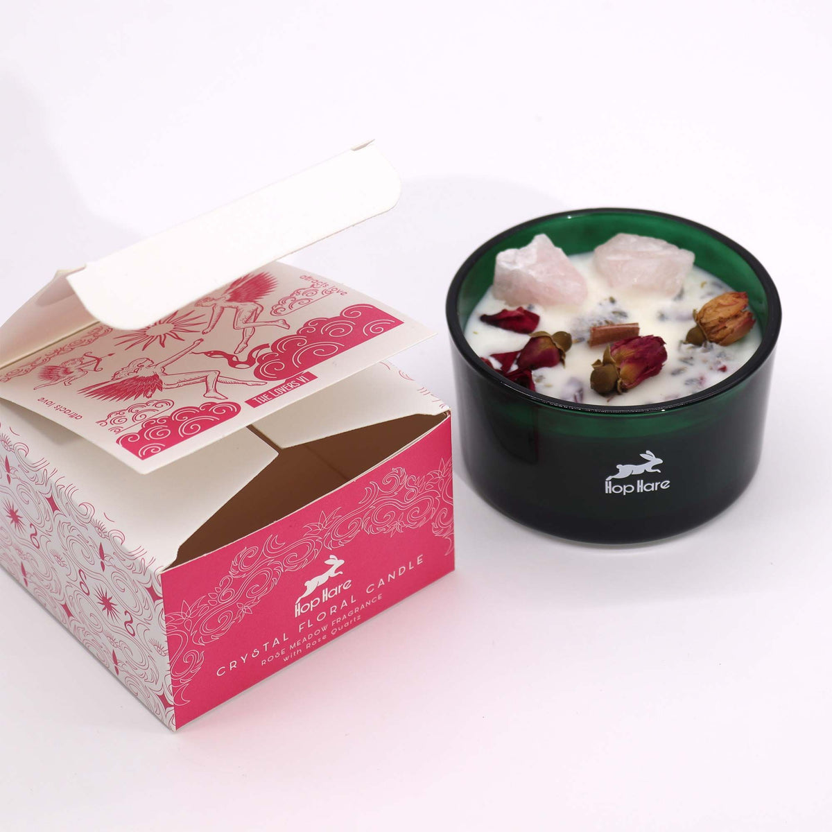Hop Hare Crystal Magic Flower Candle - The Lovers - product view 2