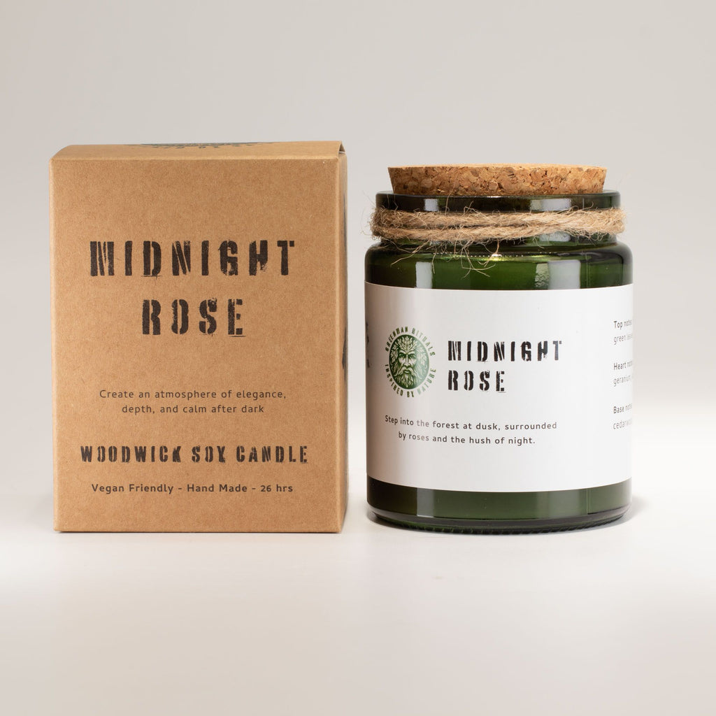 Greenman Woodwick Soy Candle - Midnight Rose - product view 2