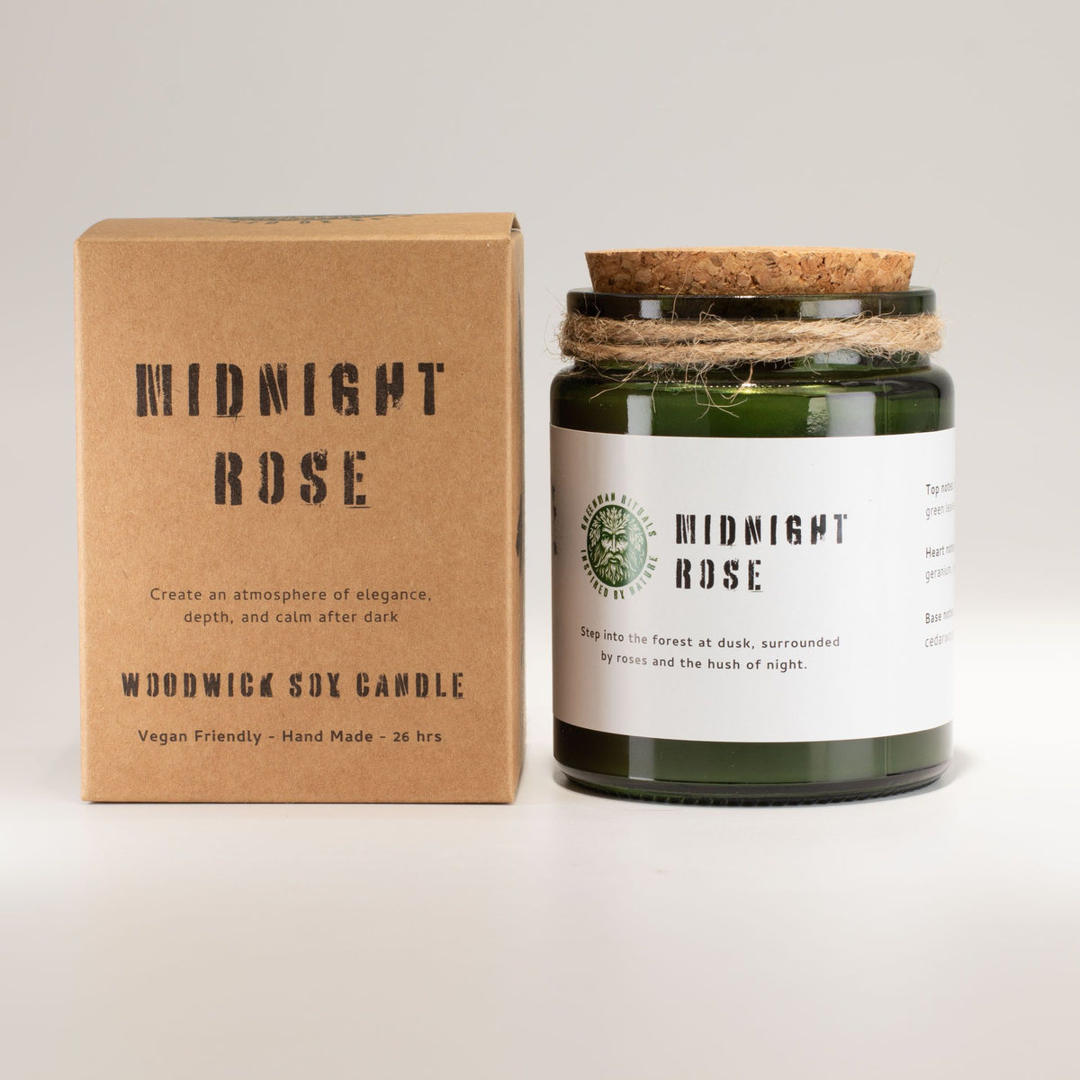 Greenman Woodwick Soy Candle - Midnight Rose - product view 2