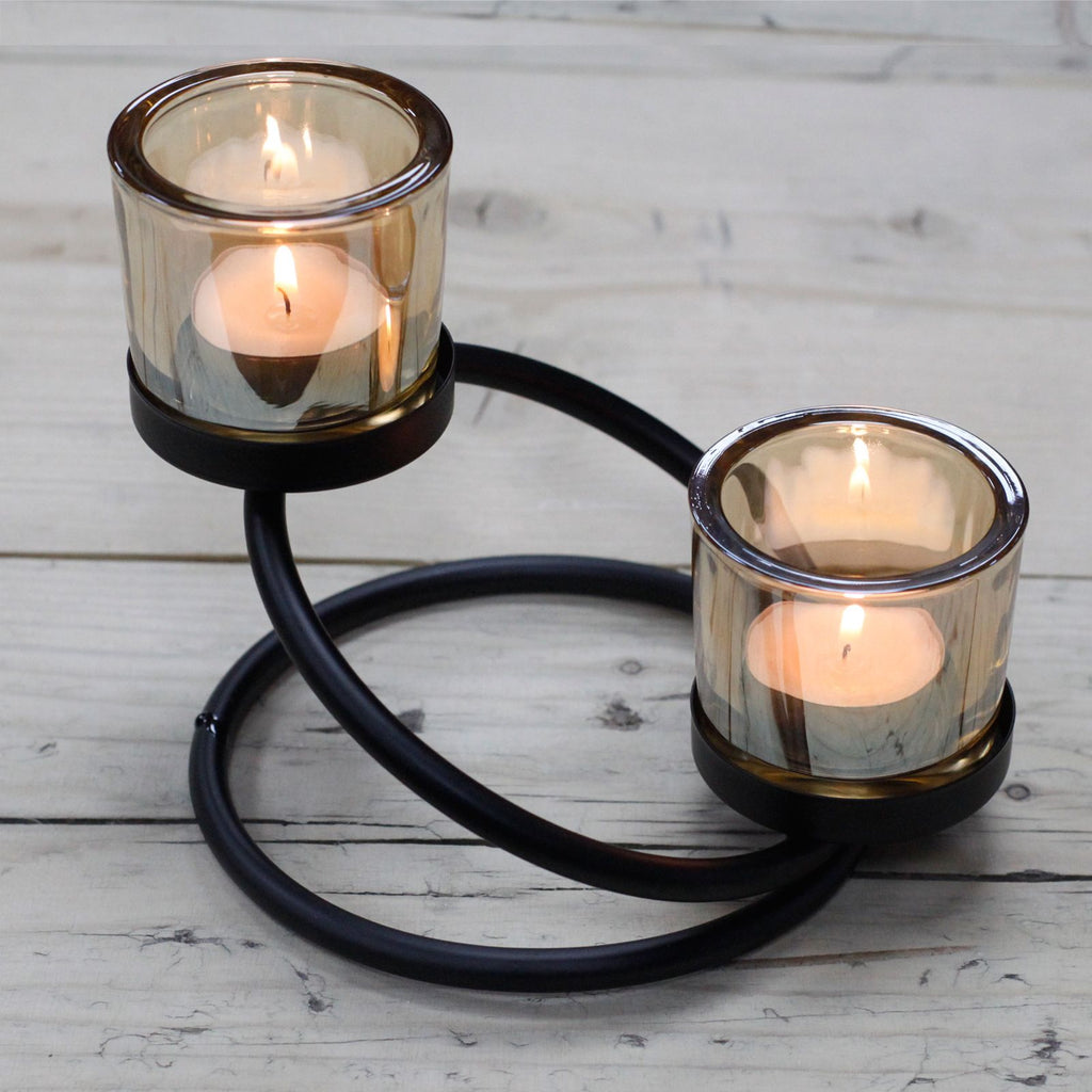 Centrepiece Iron Votive Candle Holder - 2 Cup Double Step - product view 2
