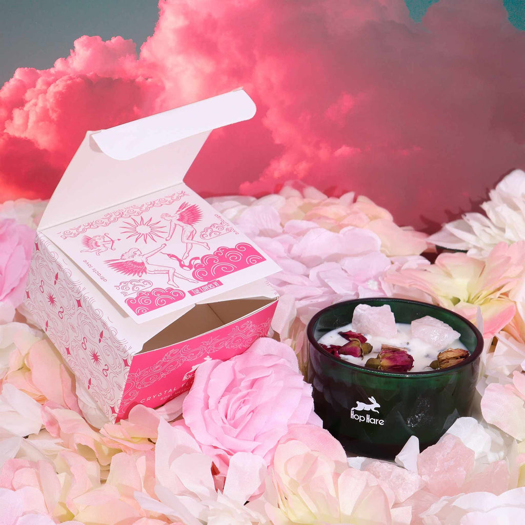 Hop Hare Crystal Magic Flower Candle - The Lovers - product view 4
