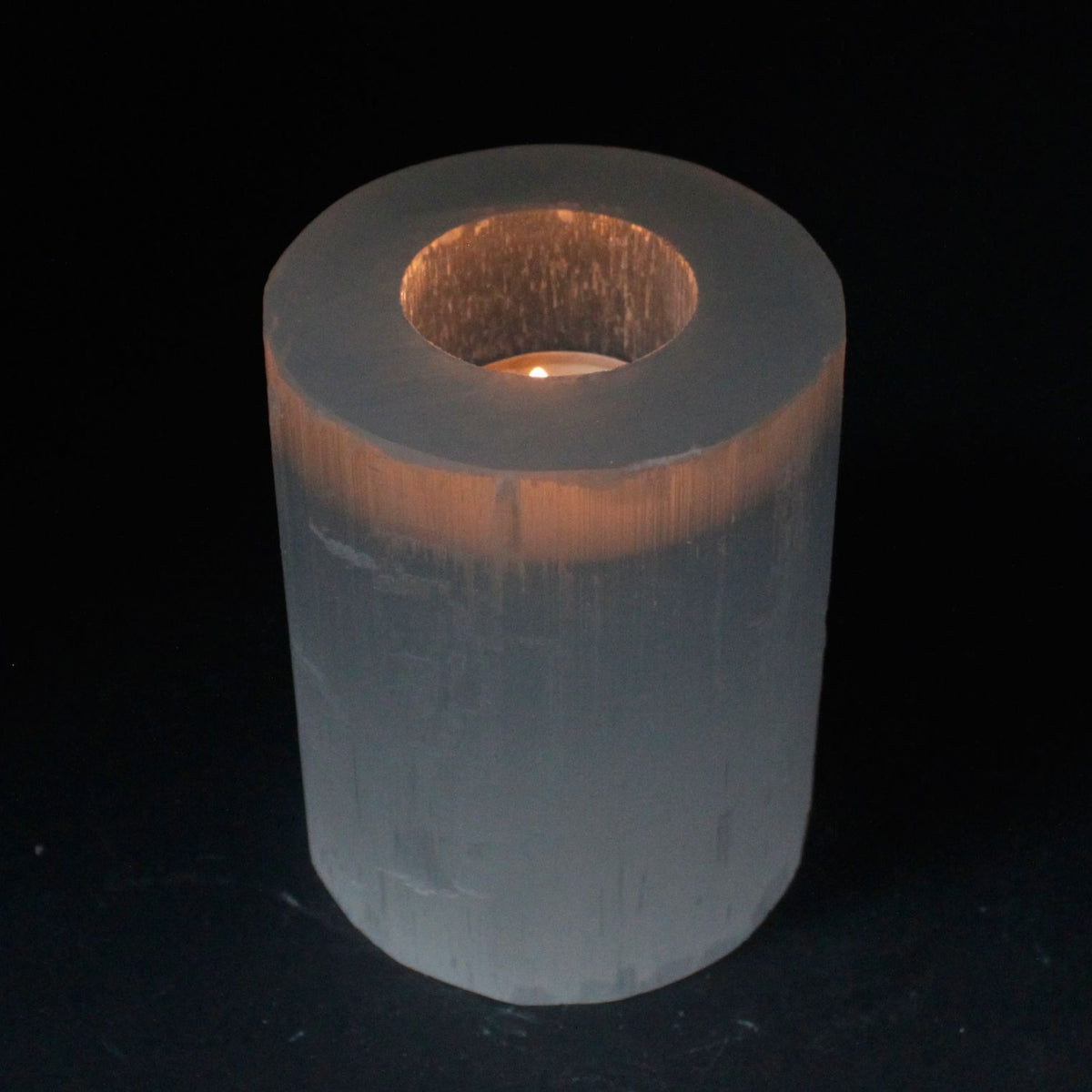 Selenite Cylinder Candle Holder - 10 cm - product view 3