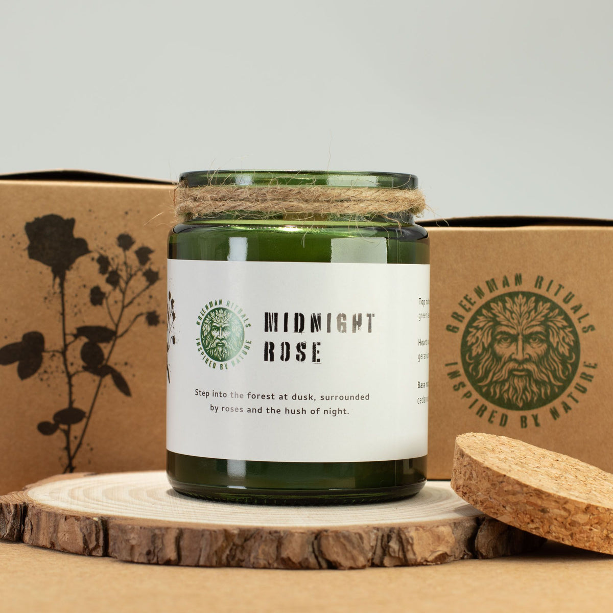 Greenman Woodwick Soy Candle - Midnight Rose - product view 8